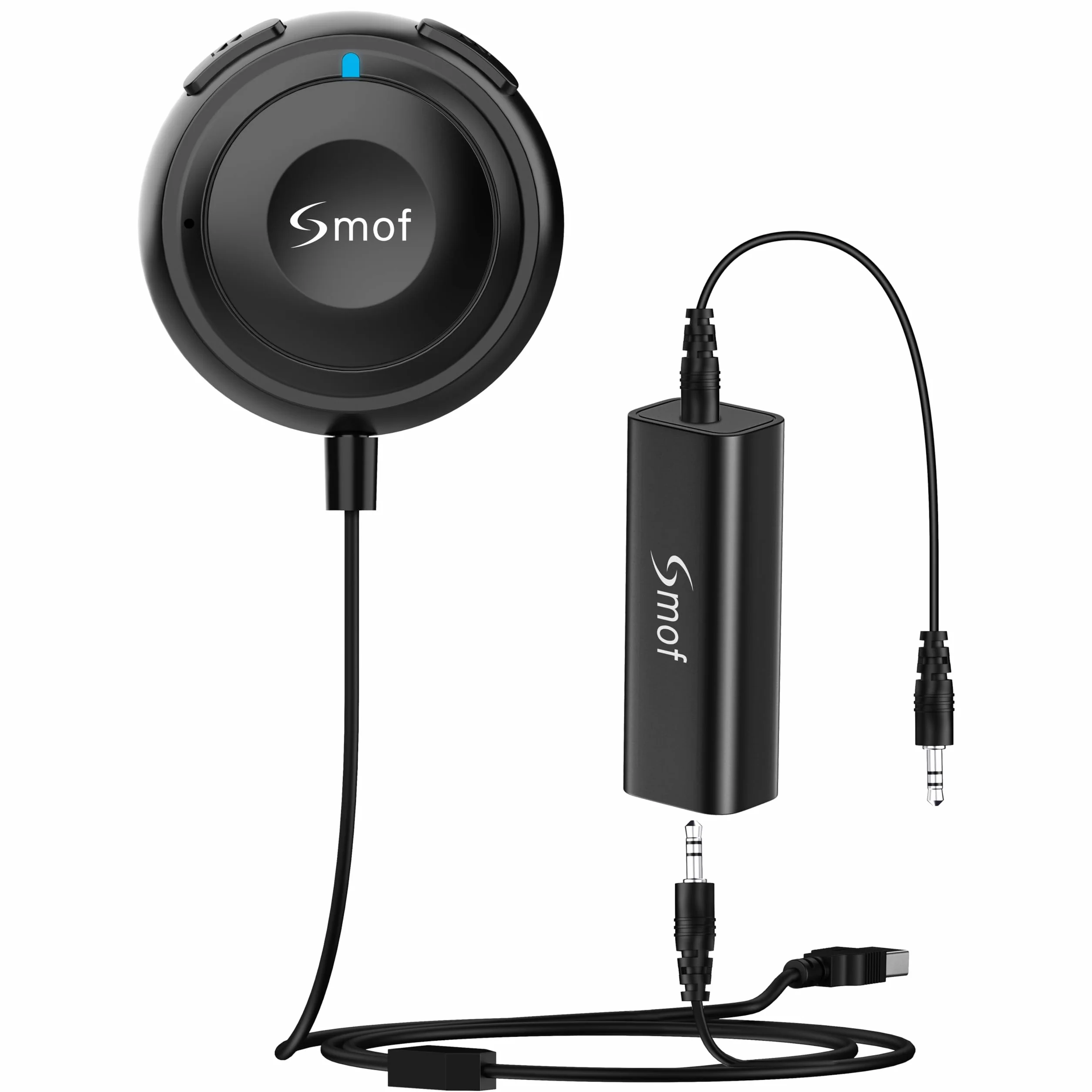Adapter Bluetooth do samochodu, adapter AUX Bluetooth do samochodu z izolatorem szumów pętlowych do rozmów w trybie głośnomówiącym i streamingu muzyki, bezprzewodowy odbiornik Bluetooth