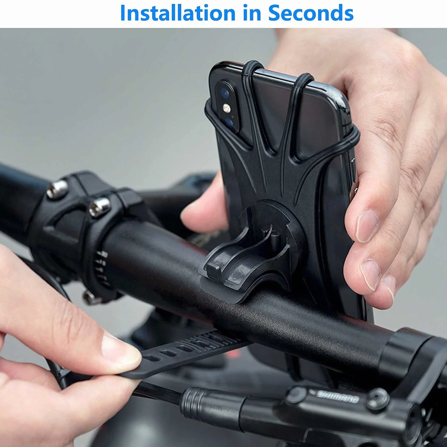 VOVIGGOL Uchwyt na telefon rowerowy, 2 sztuki, uniwersalny uchwyt na telefon motocyklowy do roweru, obrót o 360°, silikonowy uchwyt na telefon, do iPhone 12, 11 Pro, Samsung