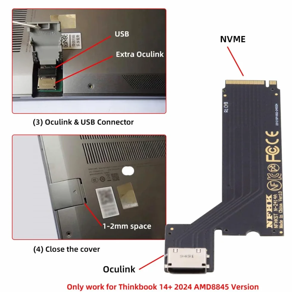 CY Karta PCI-E 4.0 M.2 M-Key do Oculink SFF-8612 SFF-8611 adapter hosta do 2024 ThinkBook 14+ AMD8845 zewnętrzna karta graficzna i SSD
