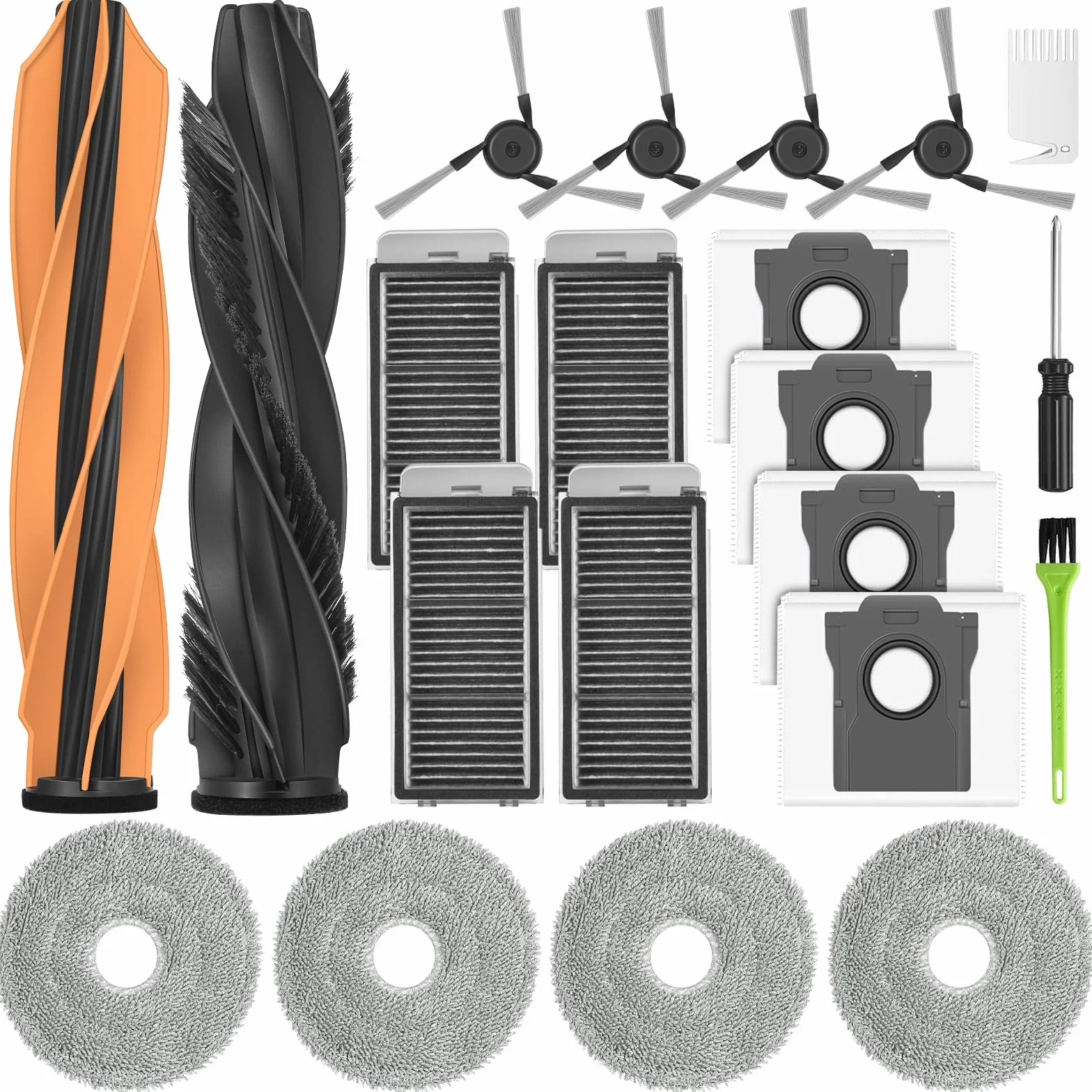 Dreame X50 Ultra Accessoires Pièces de Rechange L50s L40s Pro Ultra 2 Brosse Principale 4 Sacs à Poussière 4 Chiffons 4 Filtres 4 Brosse Latérale