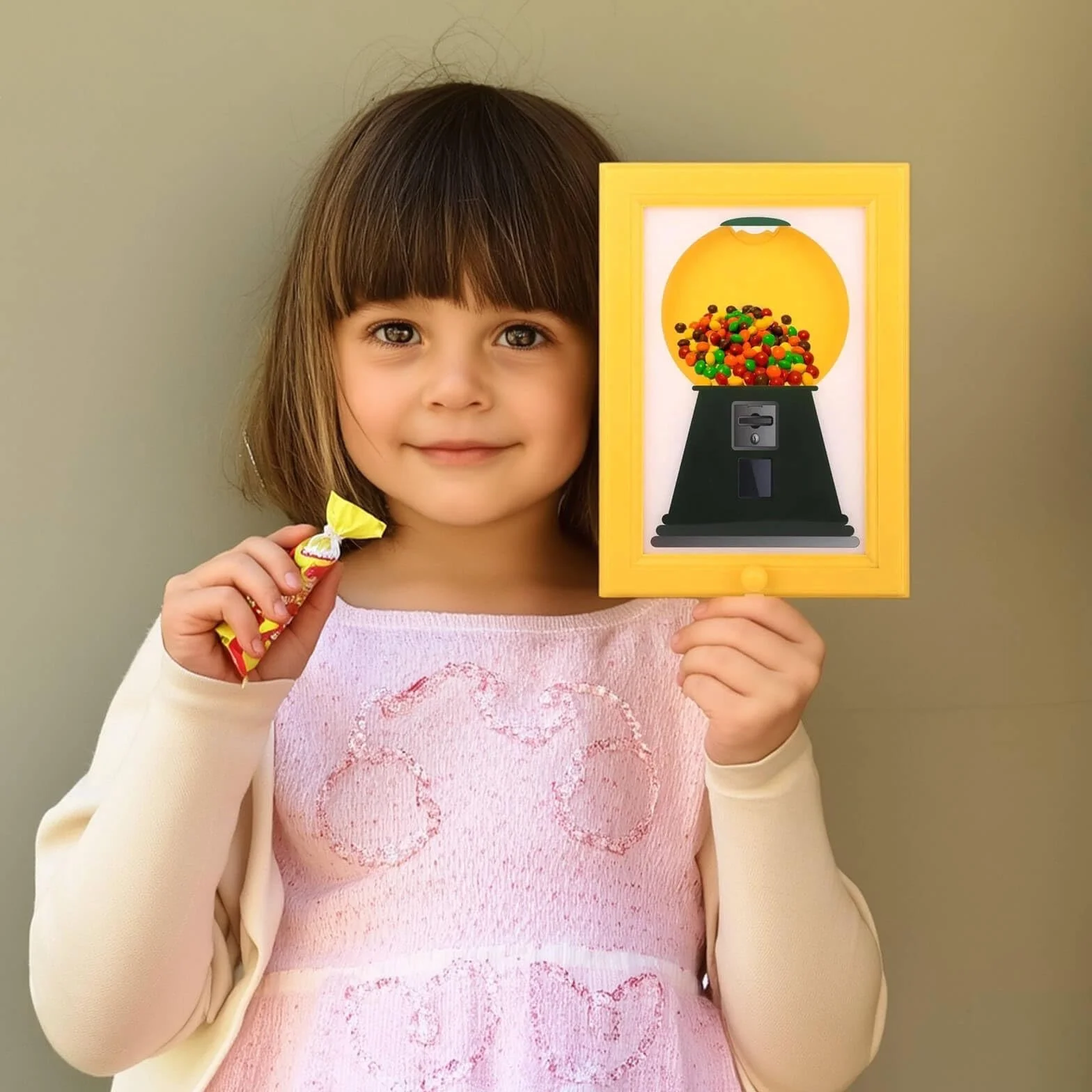 Distributeur de bonbons mural décoratif avec répartition rapide jaune