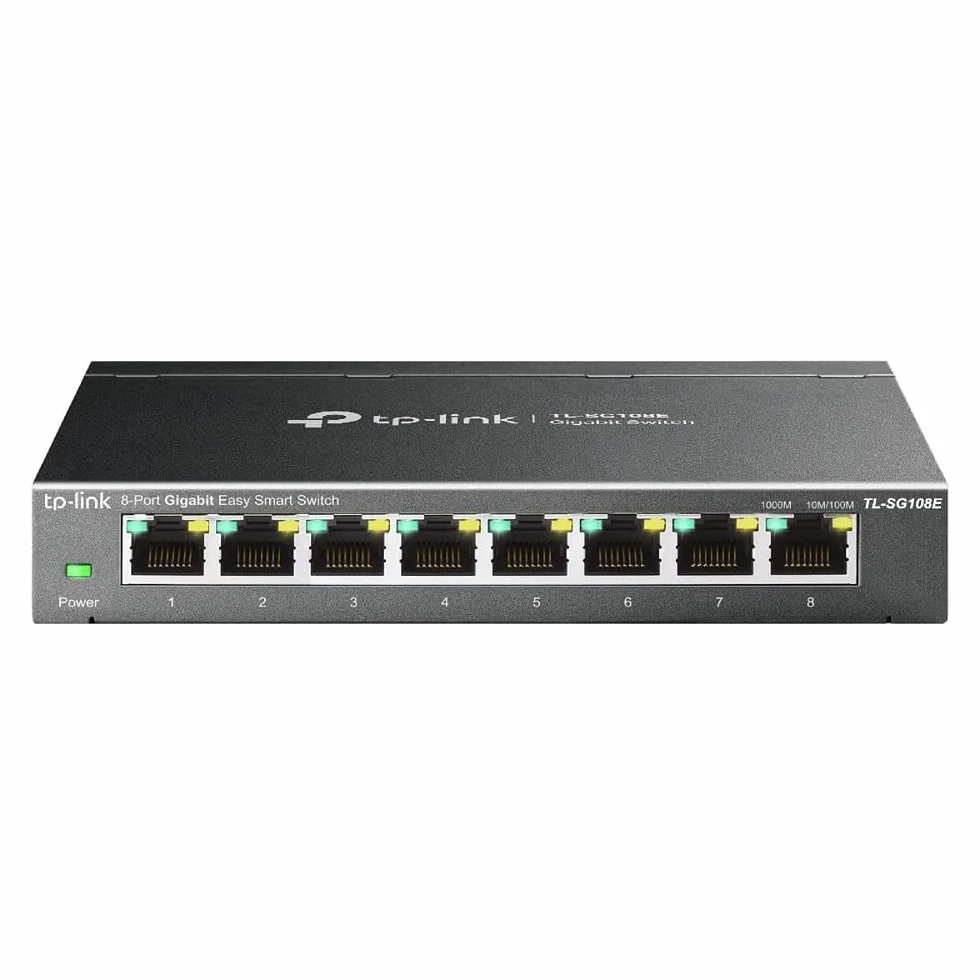 TP-Link TL-SG108E – 8-portowy gigabitowy smart switch z funkcją VLAN, QoS, IGMP, bez wentylatora, metalowa obudowa – do biura i małej firmy