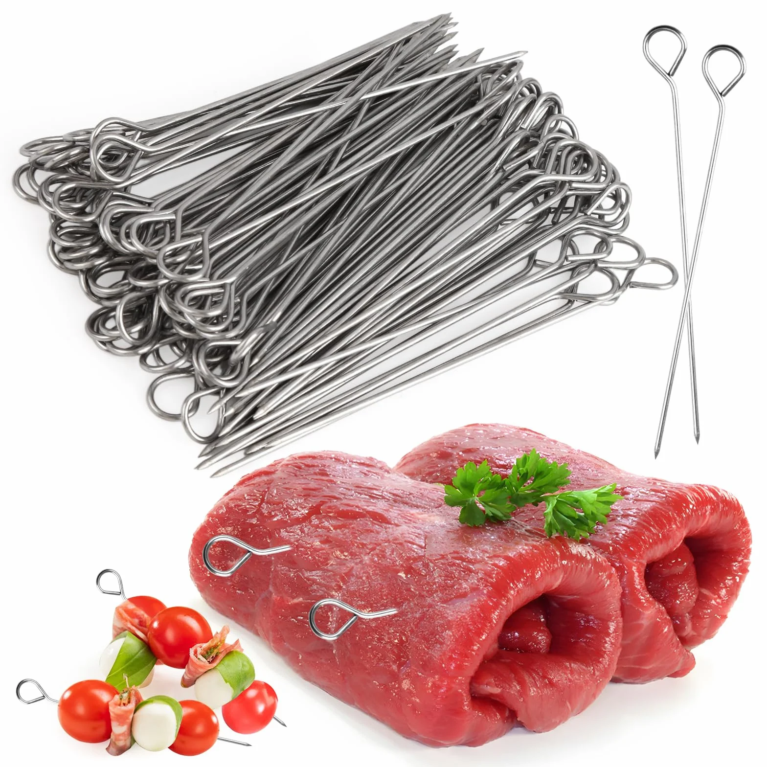 Pique Brochette 80 Pièces 10.5-11cm Acier Inoxydable Réutilisable Barbecue