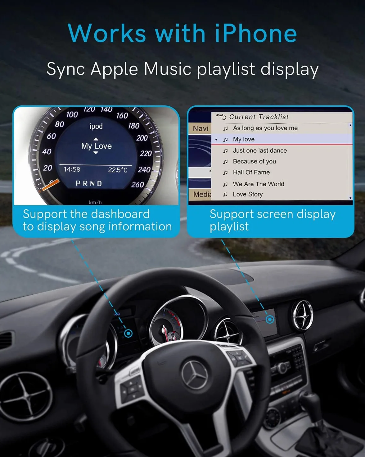 Adapter Bluetooth 5.0 aptX-HD do Audi (2010-2019) z kablem portowym AMI MMI 3G, interfejs 30-pinowy odbiornik Bluetooth do Mercedesa (2005-2011)