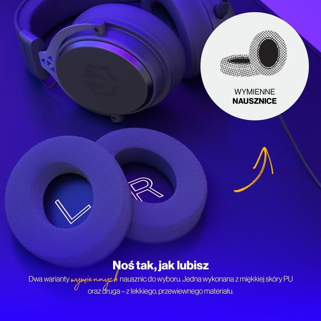 ENDORFY Viro Plus USB, słuchawki gamingowe 7.1, przetworniki 53 mm, odpinany mikrofon z pop filtrem, karta dźwiękowa USB, nausznice memory foam