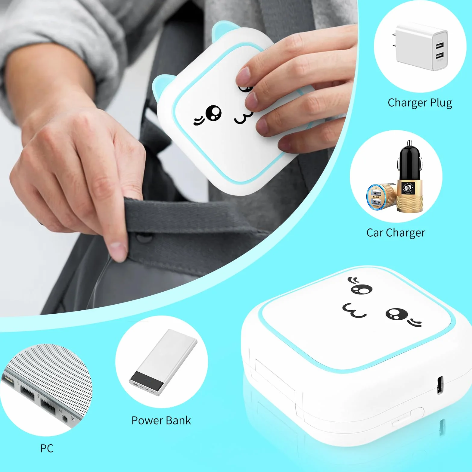 Comuis Sharp Mini Imprimante Photo Portable, Imprimante Thermique Instantanée sans Fil Bluetooth avec 10 Rouleaux de Papier