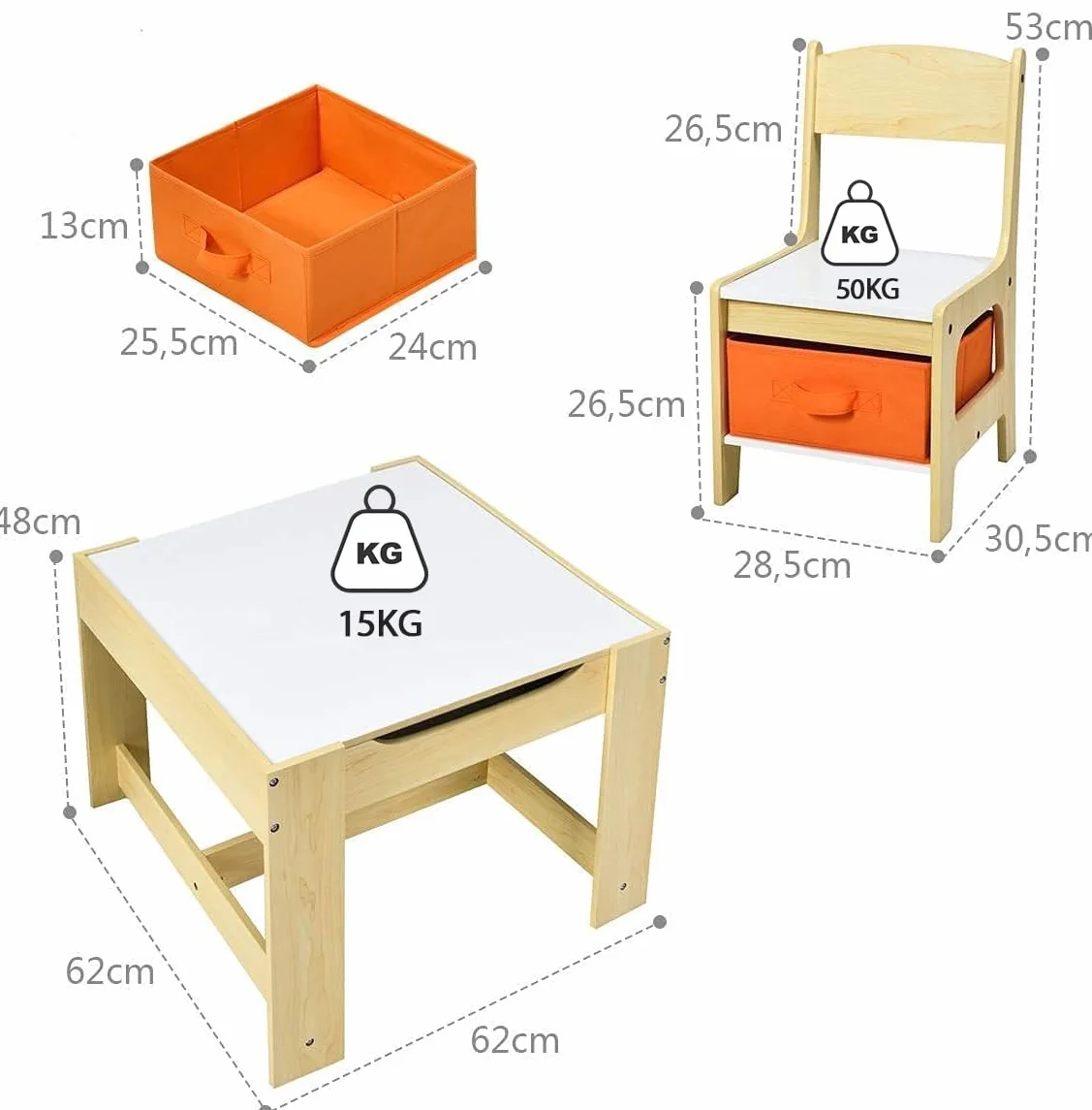 GOPLUS Table Enfant avec 2 Chaises 3-en-1 Petite Table de Dessin Réversible Double Face Tableau Noir Bureau Enfant Polyvalente