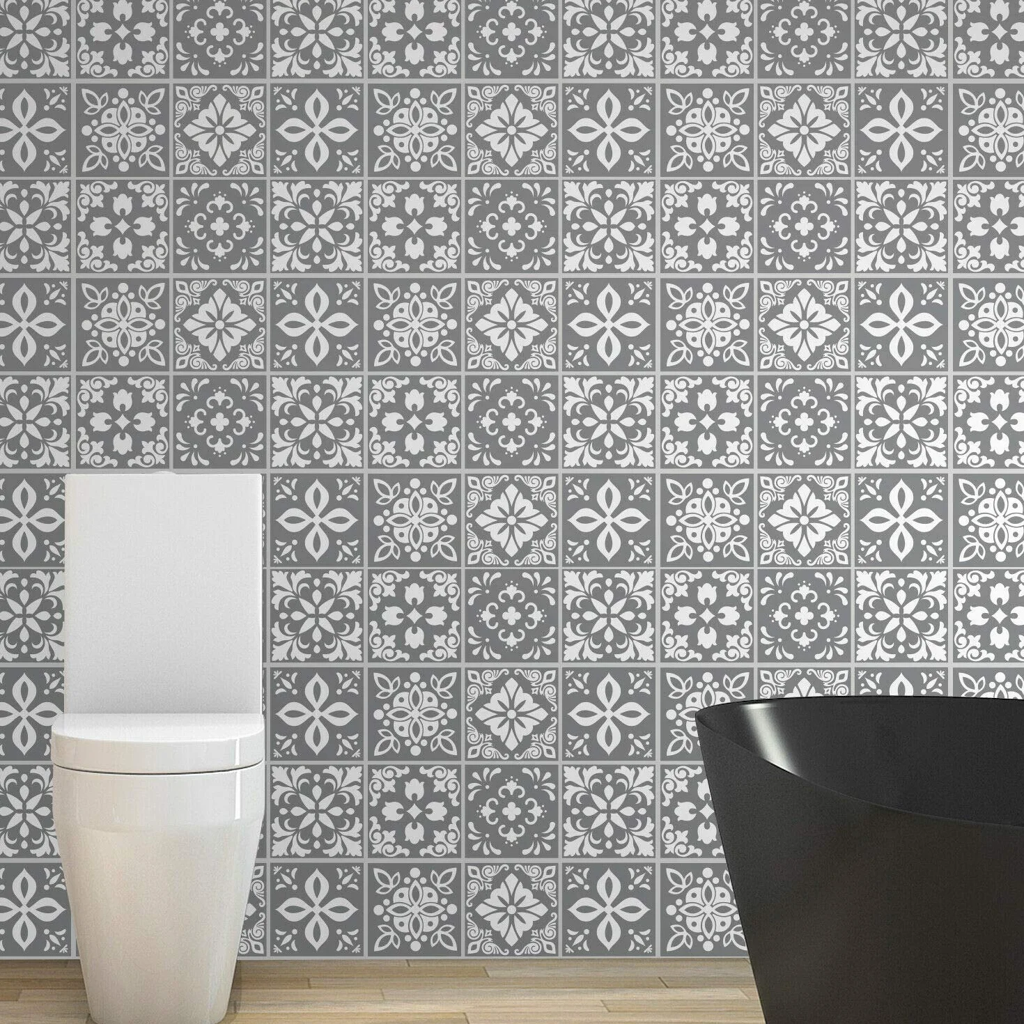 WALPLUS Credence Adhesive Cuisine 15x15 cm Carrelage Mural Peler et Coller Gris Foncé 24 Pièces