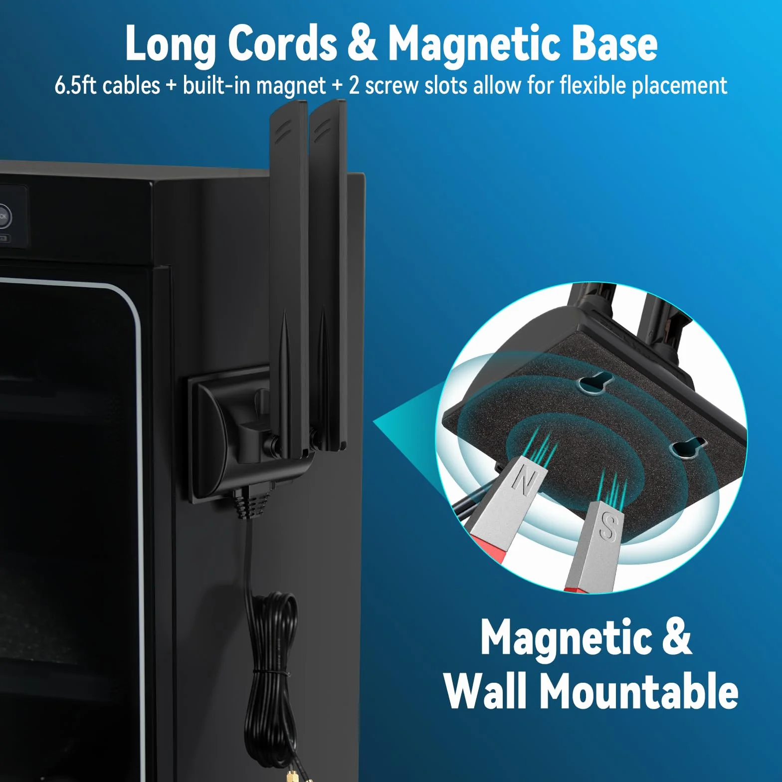Eightwood Tri Band WiFi 6E Antena RP-SMA Antena WLAN Z magnesowym uchwytem z 200 cm przedłużaczem kabla do PC Bluetooth Płyta główna Router WiFi 6 Kamera Karta PCI