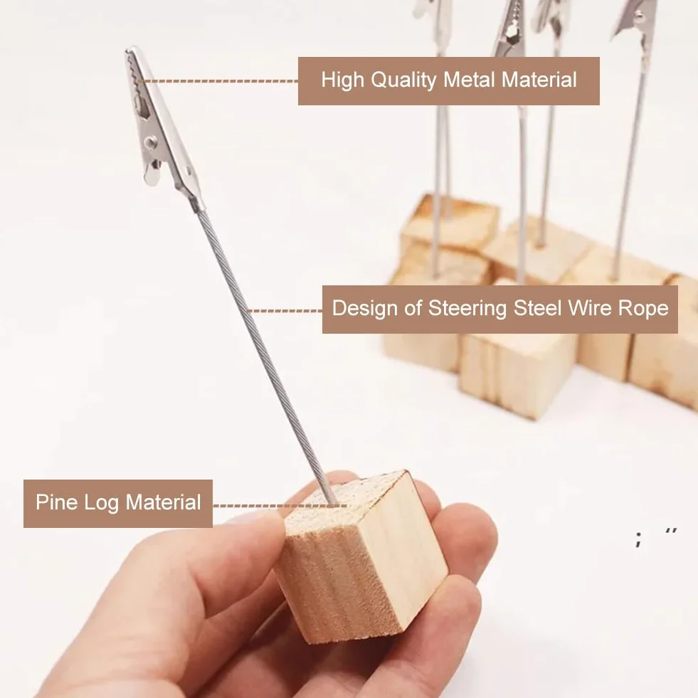 Tableau de support photo 10 pièces porte-photo pince-méno avec base en bois