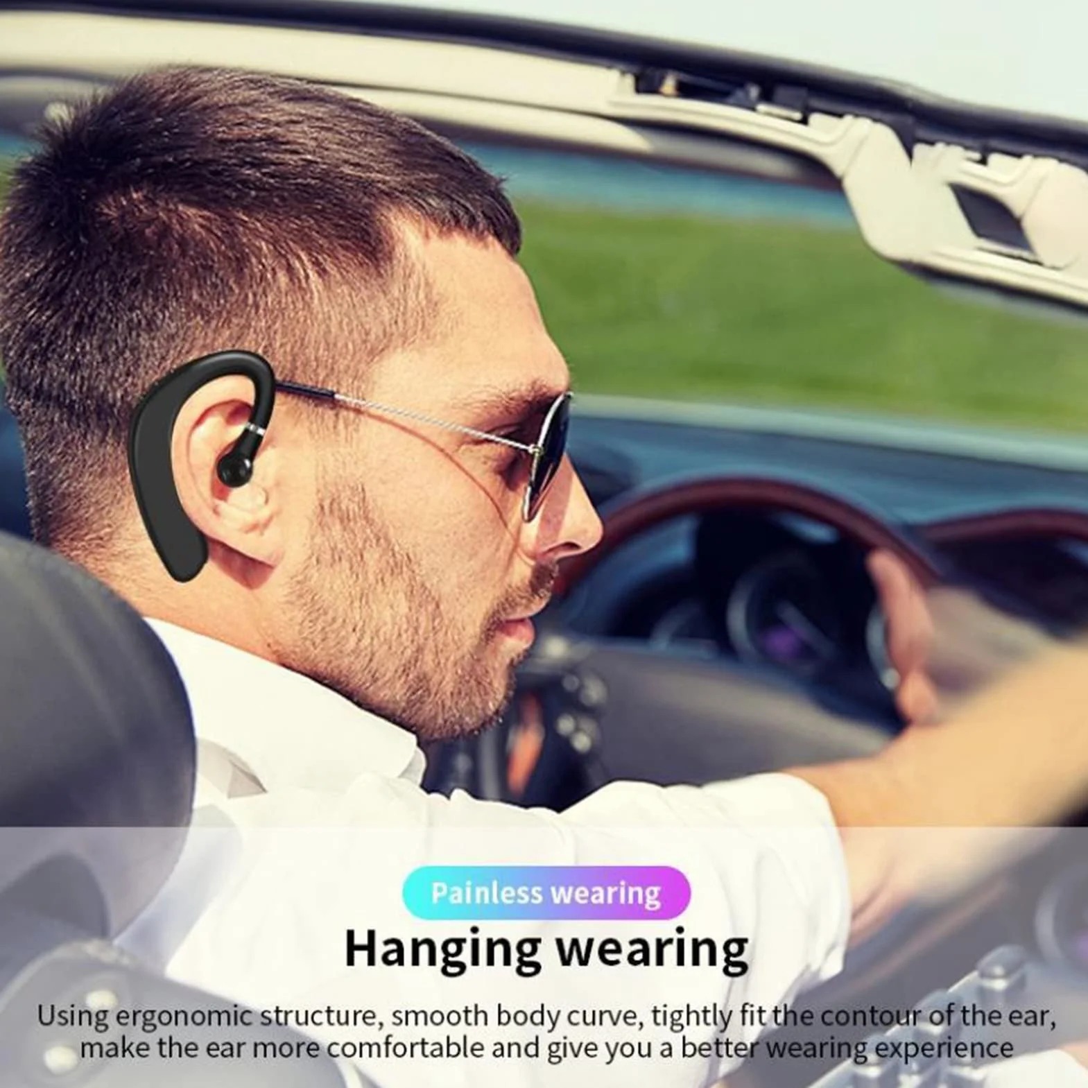 Zestaw słuchawkowy Bluetooth 5.2, bezprzewodowy zestaw słuchawkowy Bluetooth 5.2, zintegrowany mikrofon HD, ergonomiczny design, uniwersalne lewe i prawe ucho, do tabletów mobilnych