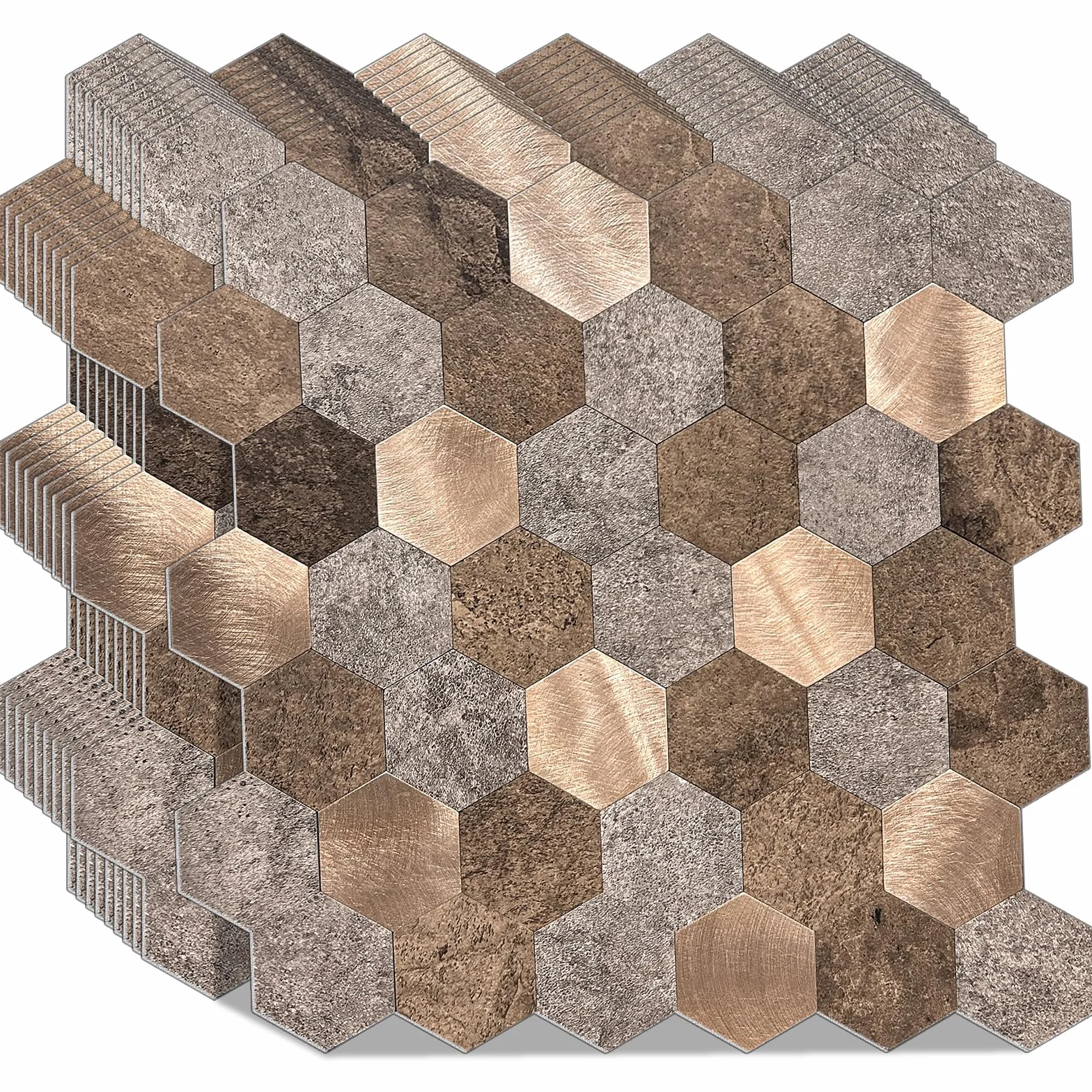 Carreaux muraux autocollants métal brossé 4 mm 10 feuilles