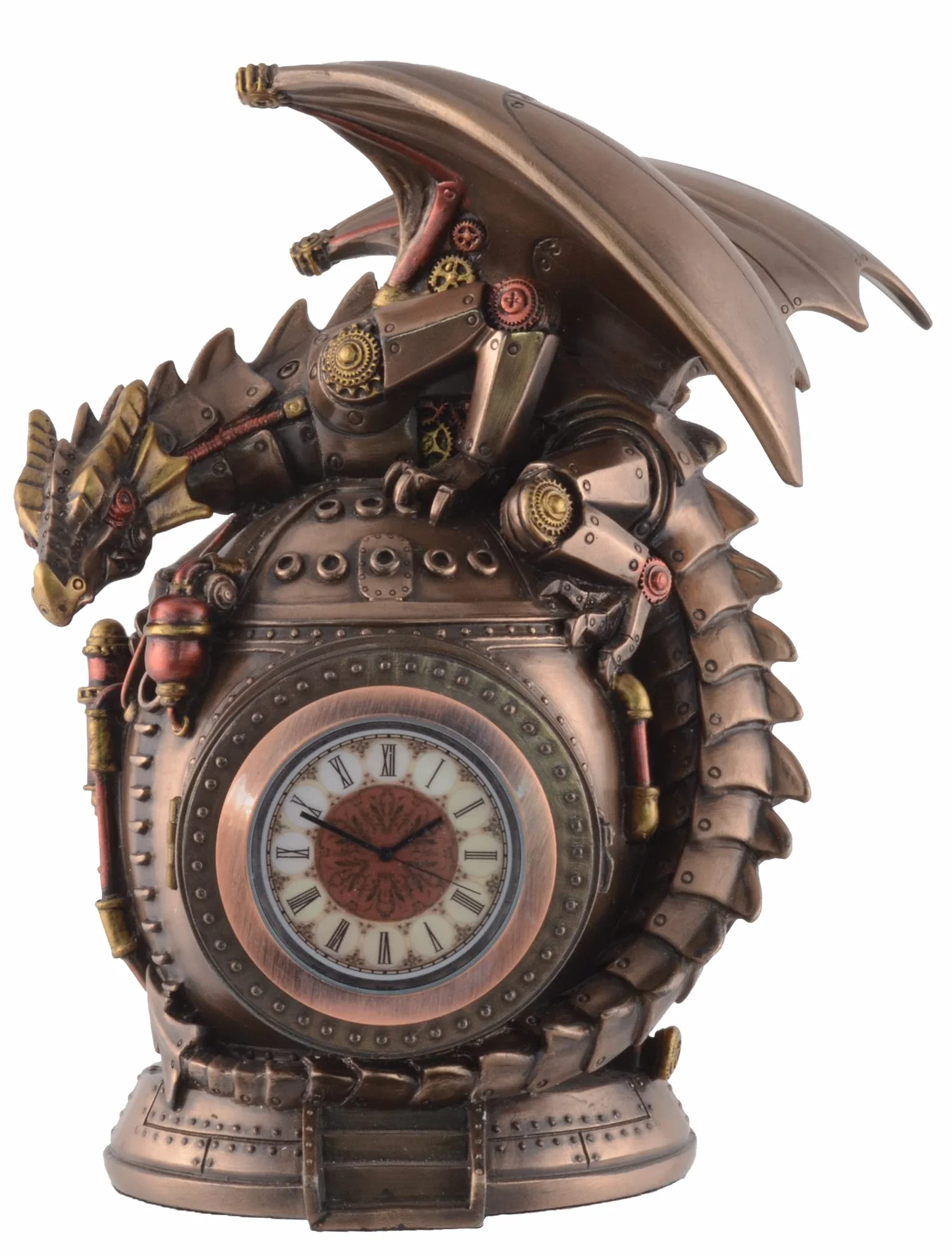 VOGLER Veronese Horloge sur pied Steampunk Dragon Steampunk bronzée