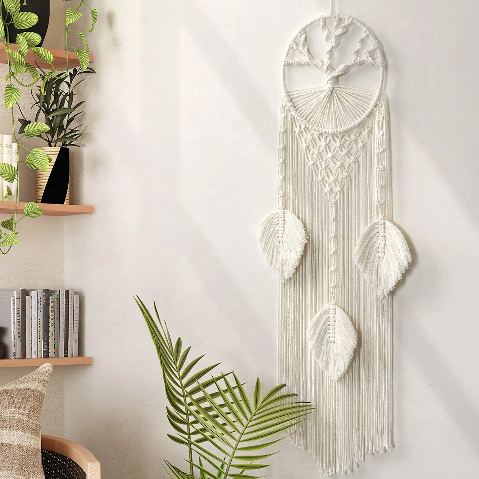 LOMOHOO Tapisserie Murale en Macramé Arbre de Vie Attrape Rêves Bohème