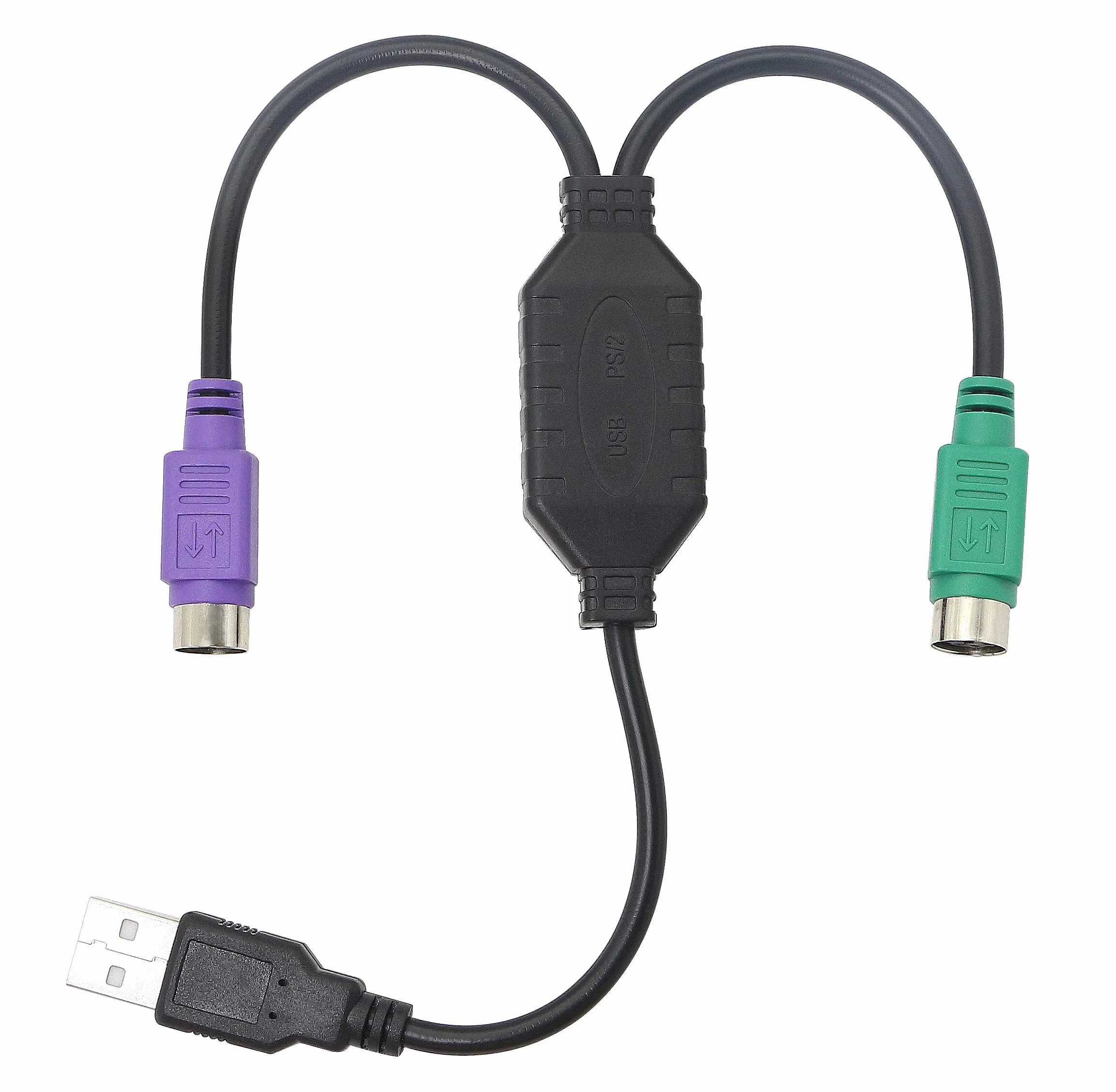 HONGLEI Adaptateur USB vers PS/2 Double pour Clavier et Souris Noir