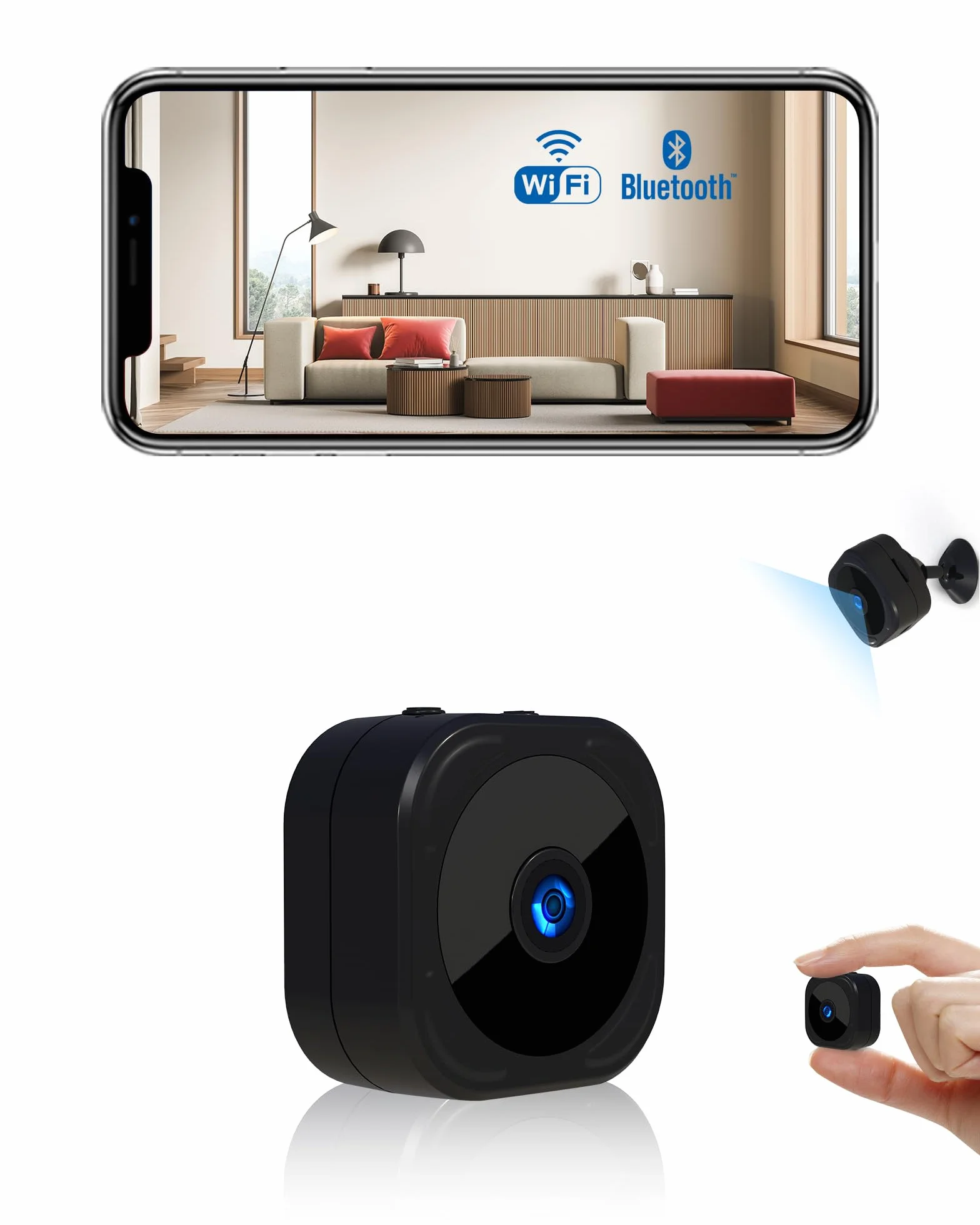Kamery Szpiegowskie, AOBOCAM Mini Kamery Wifi 1080P HD Kamera Monitoringu w Domu Mini Kamery Bezprzewodowa Wideo Z Wykrywaniem Aplikacji/Ruchu/Noktowizją (1)