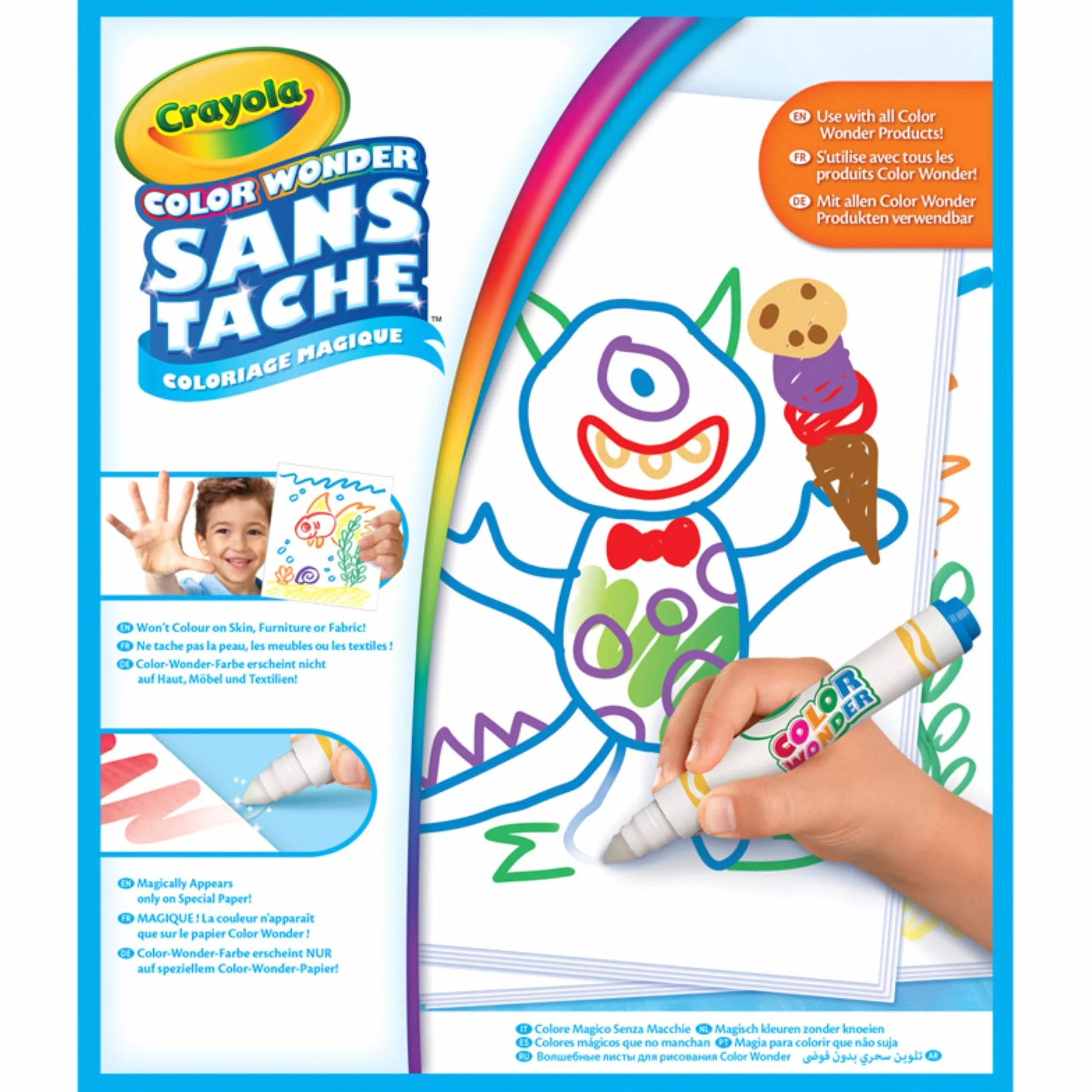 CRAYOLA Color Wonder Album de Recharge 30 Pages Papier Spécial Feutres Pochoirs Lumineux Magic Light Brush Activité Créative 3+
