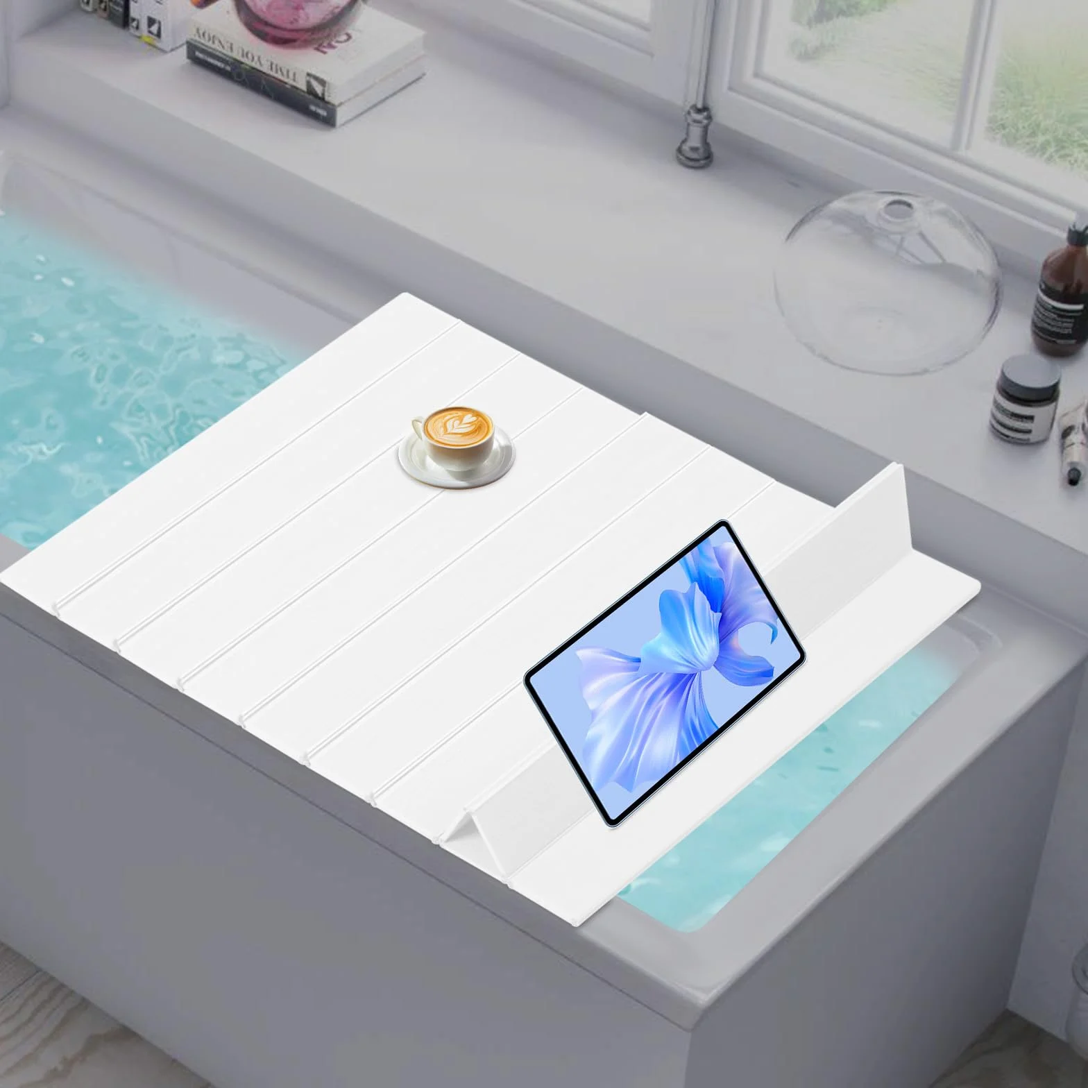Plateau de baignoire pliable 160 x 70 cm PVC anti-poussière blanc