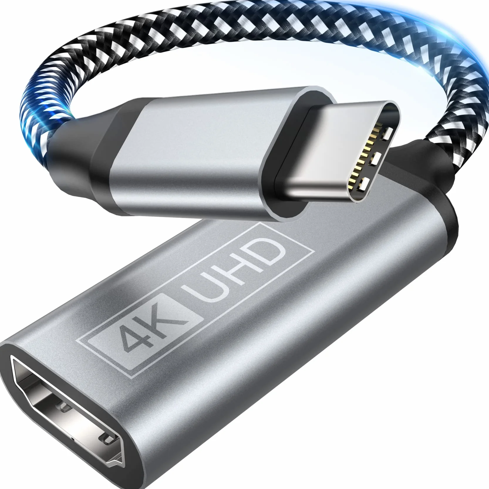 Adaptateur USB C vers HDMI 4K Thunderbolt 3 Compatible pour iPhone 16 15 Pro Max MacBook Pro Air iPad Pro