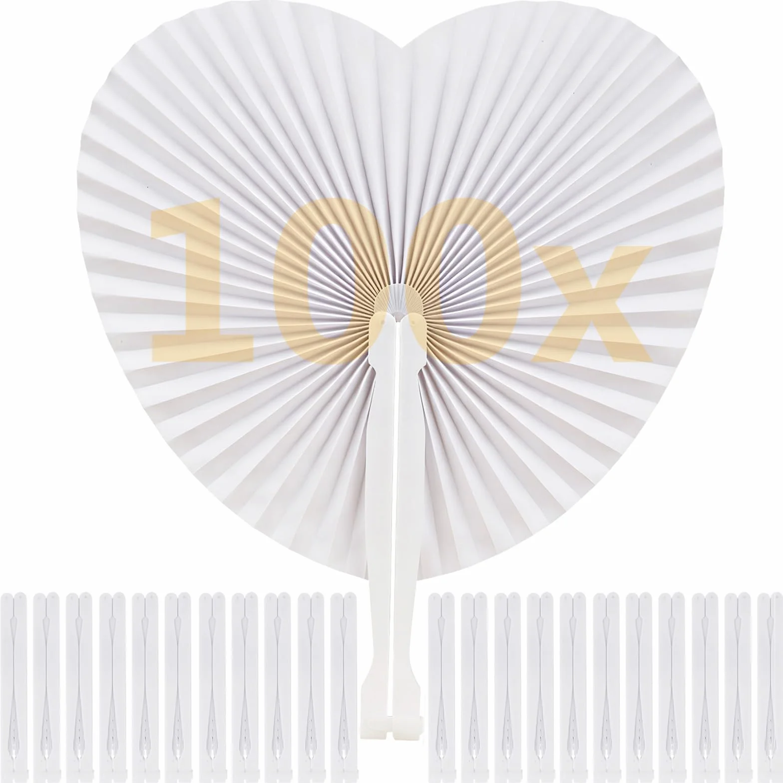 Lot de 100 Décoration Mariage Eventails Blancs, Décoration Mariage Champêtre, Cadeau Invités, Accessoires de Fête