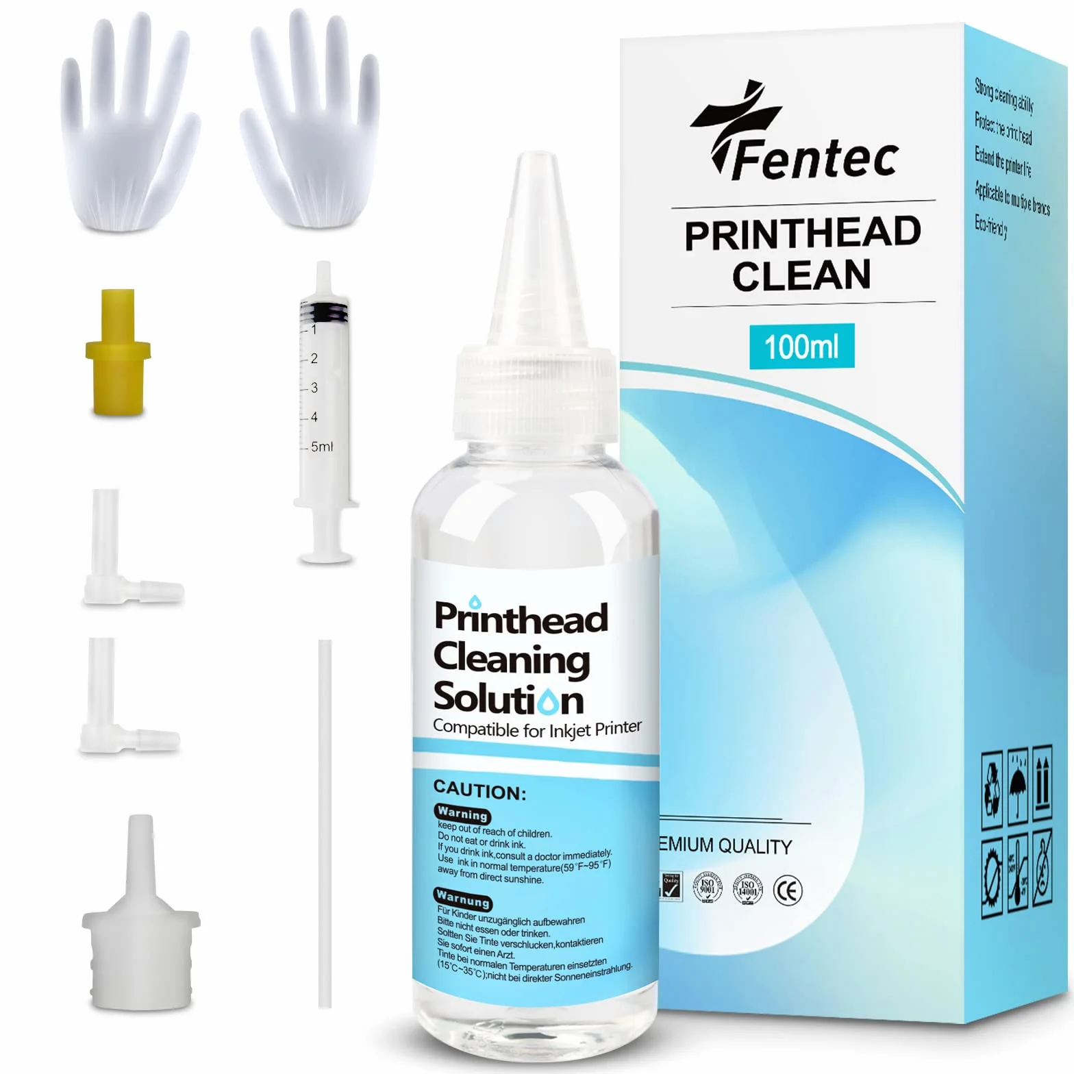 FENTEC Kit de Nettoyage des têtes d'impression 100 ML Compatible Epson HP Canon