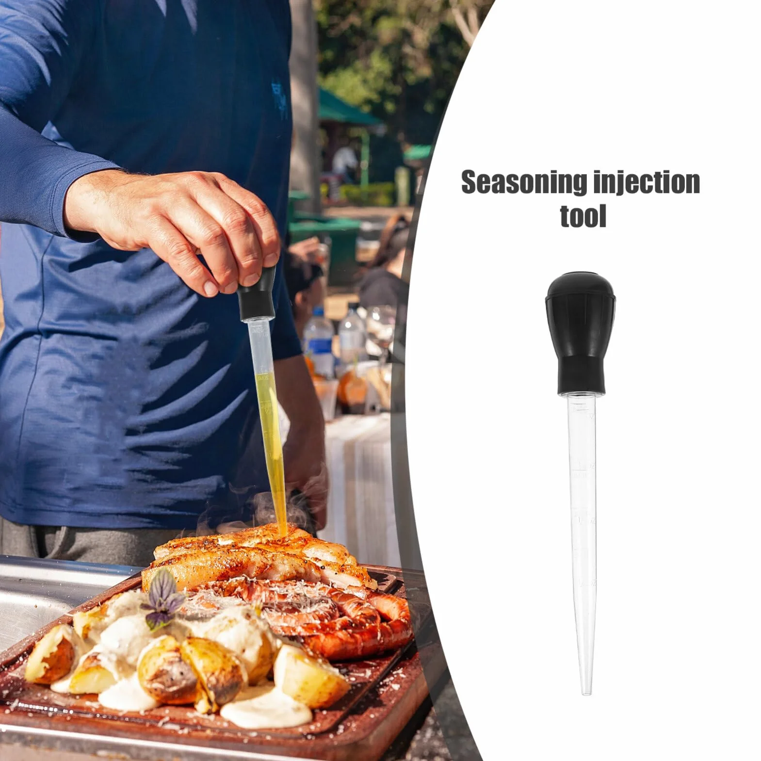 Poire À Marinade pour Viande 11 Pouces Injecteur De Sauce Réutilisable en Plastique pour Barbecue