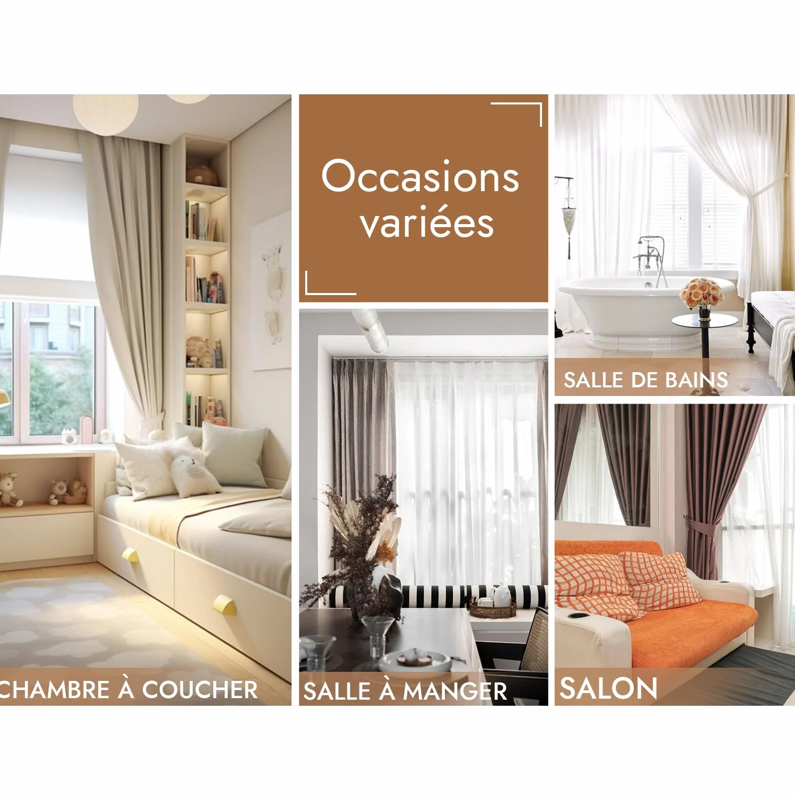 TopHomer Lot de 2 Embrasses Rideaux Magnétiques Polyester Beige