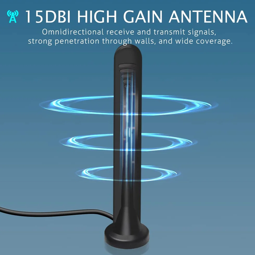 Antena 5G Lte 4G Zewnętrzna 15DBI dookólna 600-6000 MHz Wewnętrzny Zewnętrzny wzmacniacz sygnału Złącze SMA z magnetycznym portem TS9, 3G/4G/5G/GSM/GPRS/LTE/Wi-Fi, uniwersalny-1,5 m