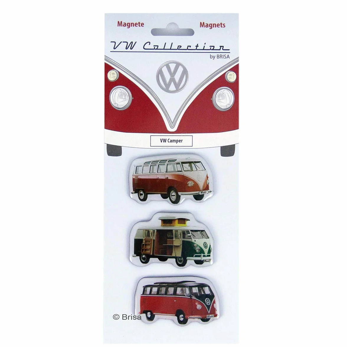 BRISA VW Collection Aimants réfrigérateur Volkswagen Combi T1 Ensemble 3 Multicolore