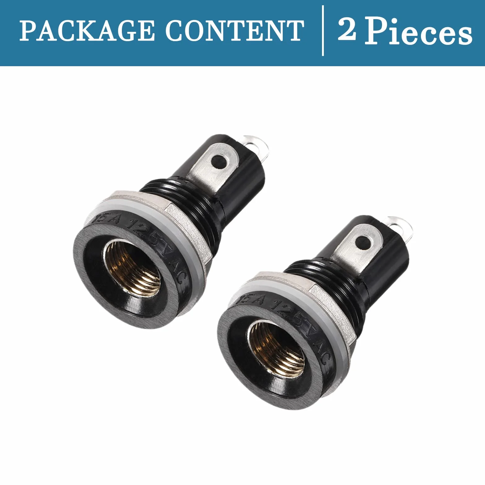 QUARKZMAN 5 x 20 mm AC 125 V/15 A 250 V/10 A uchwyt bezpiecznikowy x 2 szt. Gwint panel montowany zakrętka uchwyt bezpiecznik cokół do radia samochodowego Audio DIY Projekt [ czarny ]