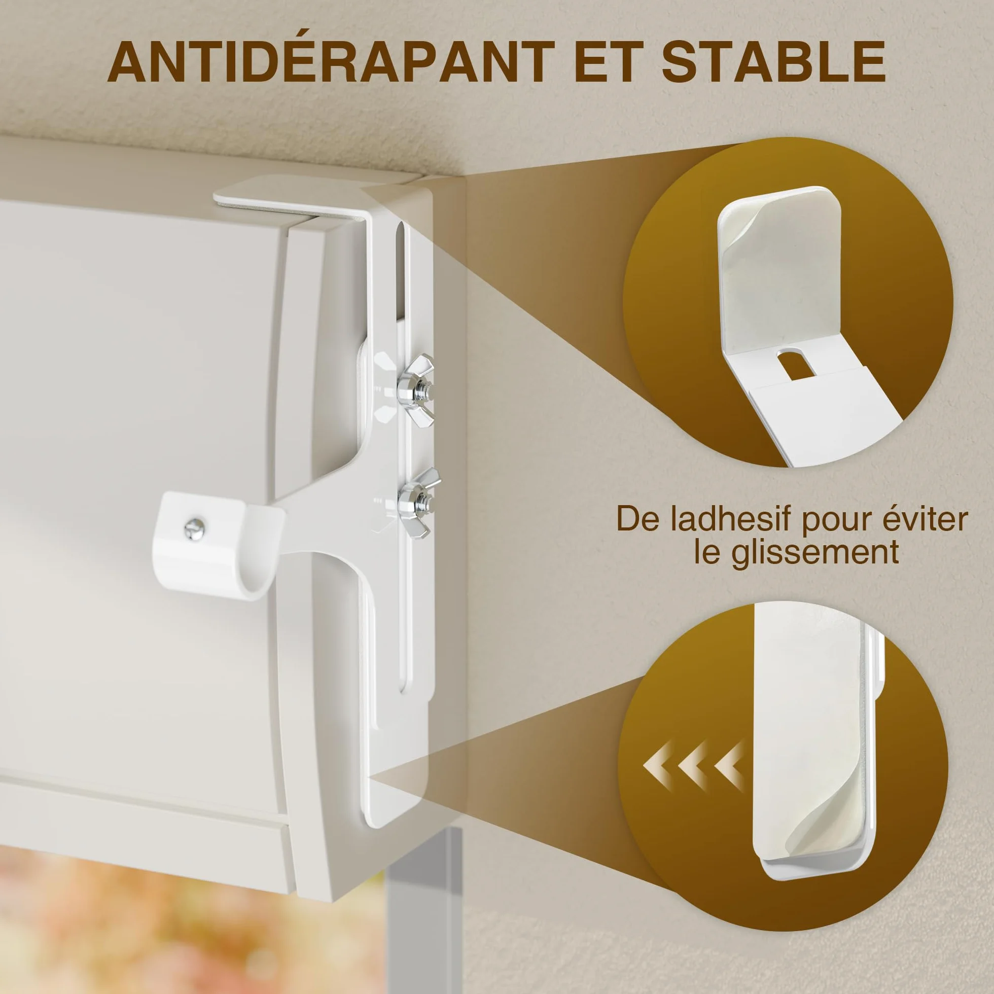Supports de tringle à rideaux sans perçage Ø20-28 mm métallique blanc lot de 2