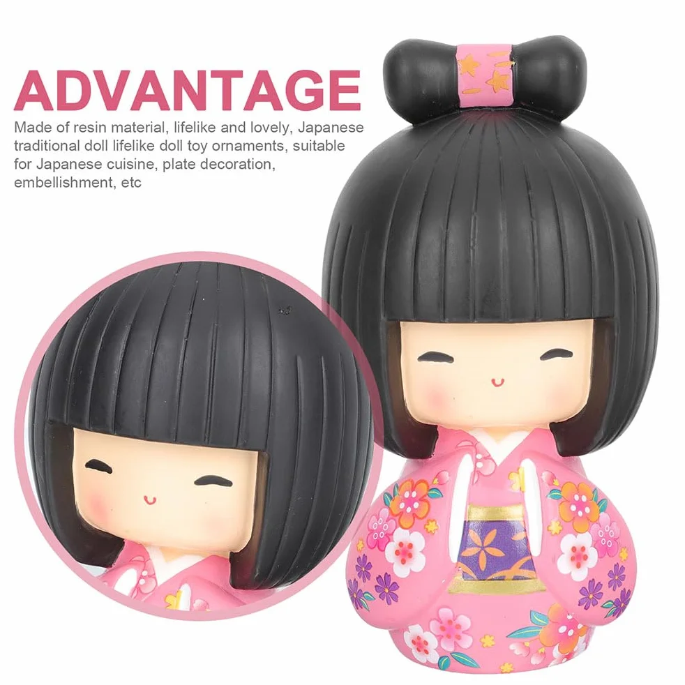 Abaodam Poupée Kimono Japonaise en Résine 4 Pouces Décoration Artisanale