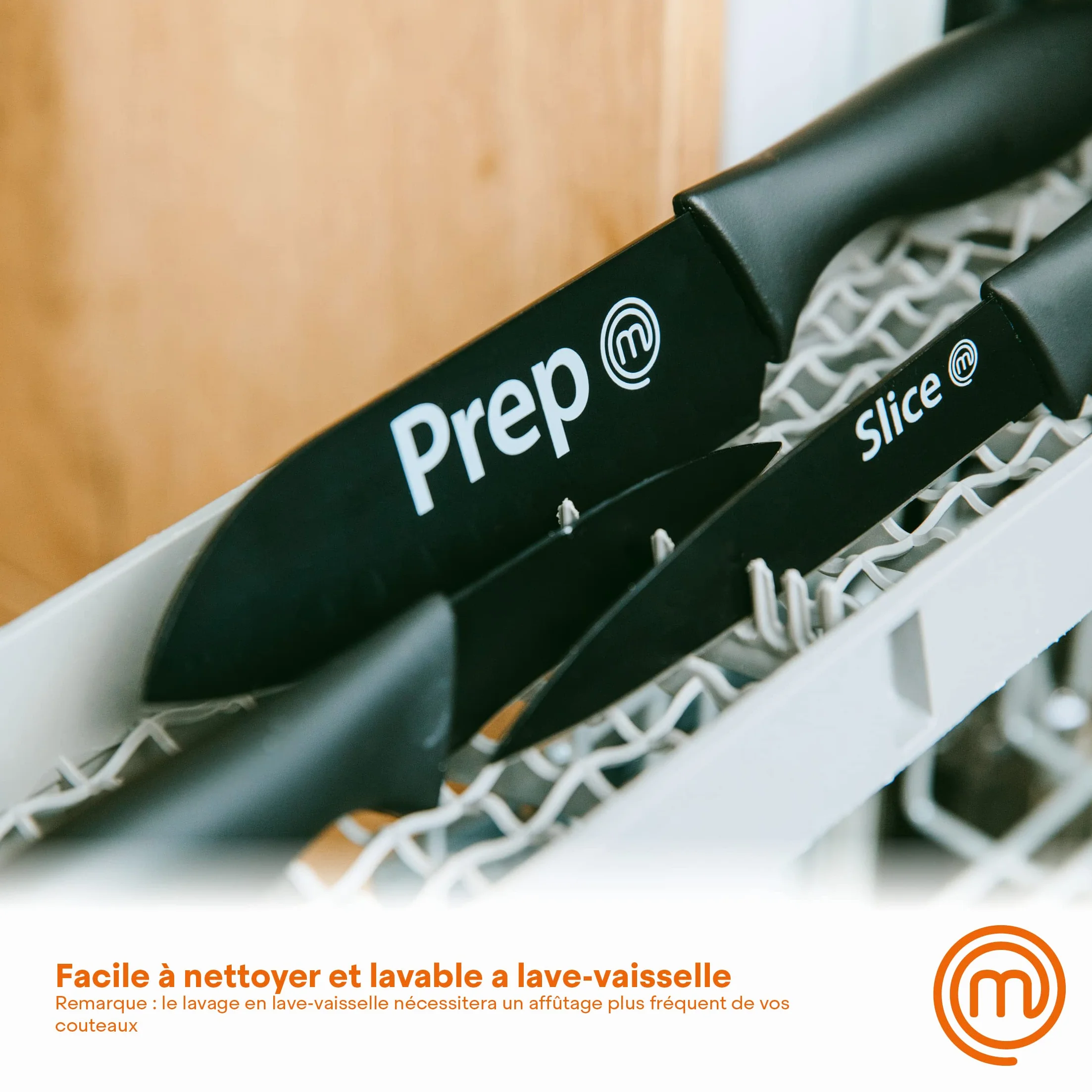MasterChef Set Couteau Cuisine Acier Inoxydable Revêtement Antiadhésif Manche Ergonomique