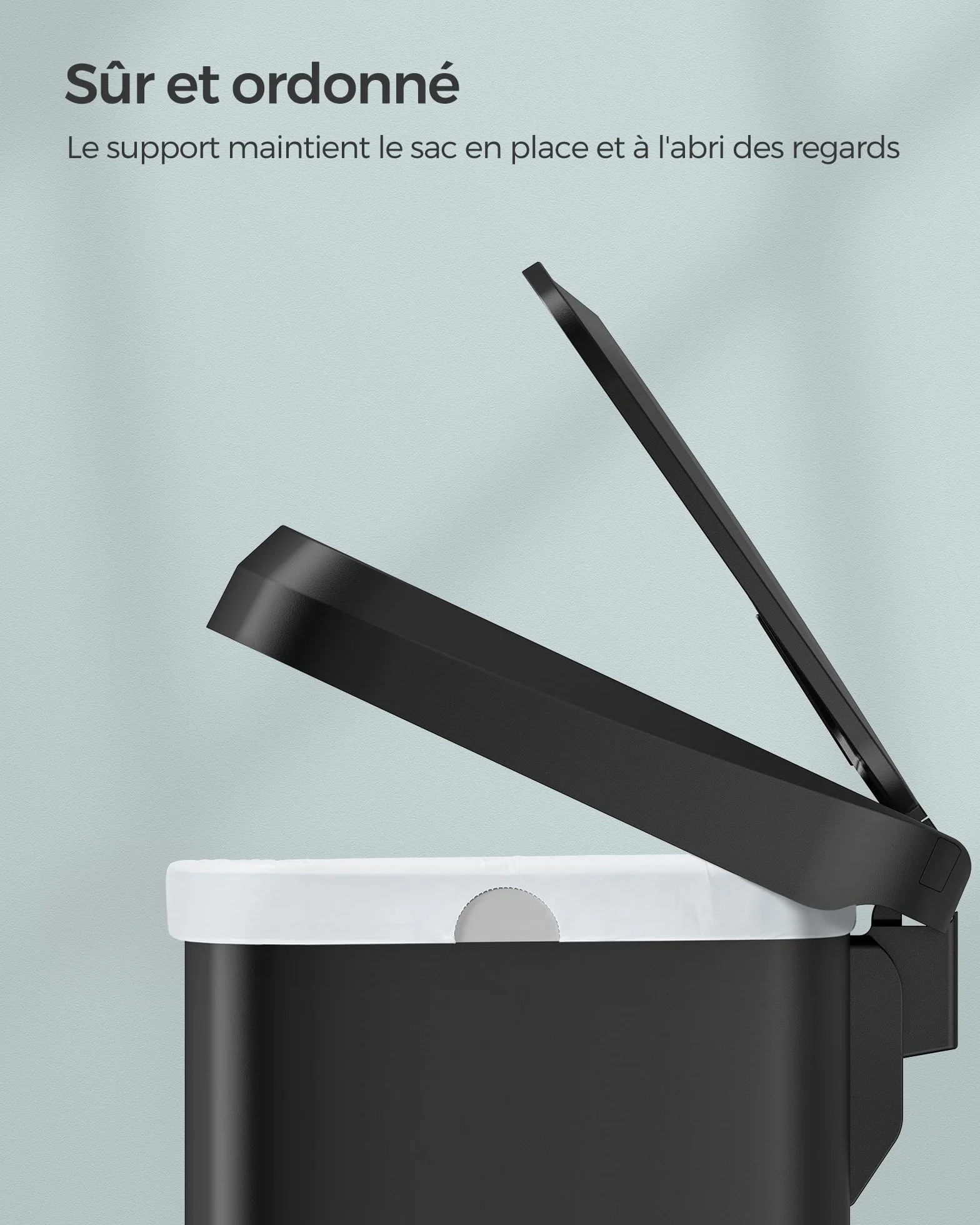 SONGMICS Poubelle de Cuisine 50L Métal à Pédale avec Couvercle Noir LTB530B5002