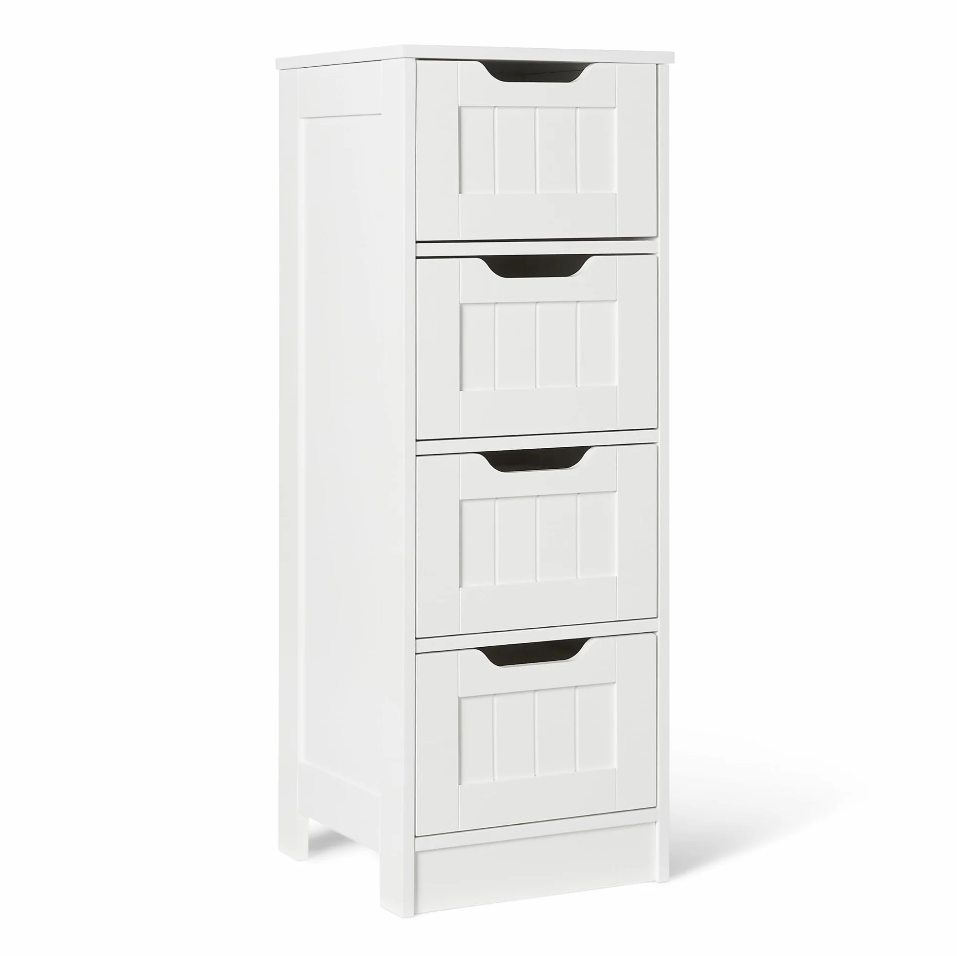Amazon Basics Meuble de Rangement de Salle de Bain avec 4 tiroirs, Rangement sous évier, Construction MDF, Blanc, 30cm x 30cm x 82cm