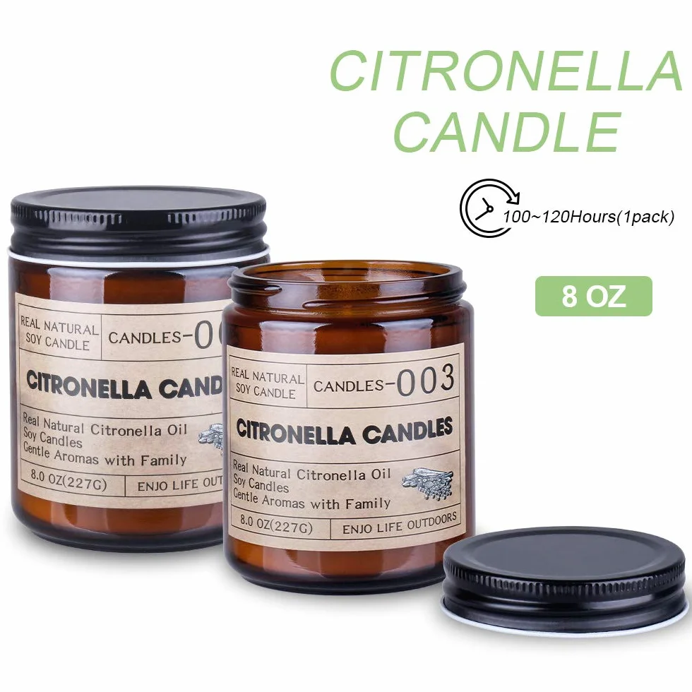 Grande Bougie à la Citronnelle 240 Heures - Extérieure en Cire de Soja