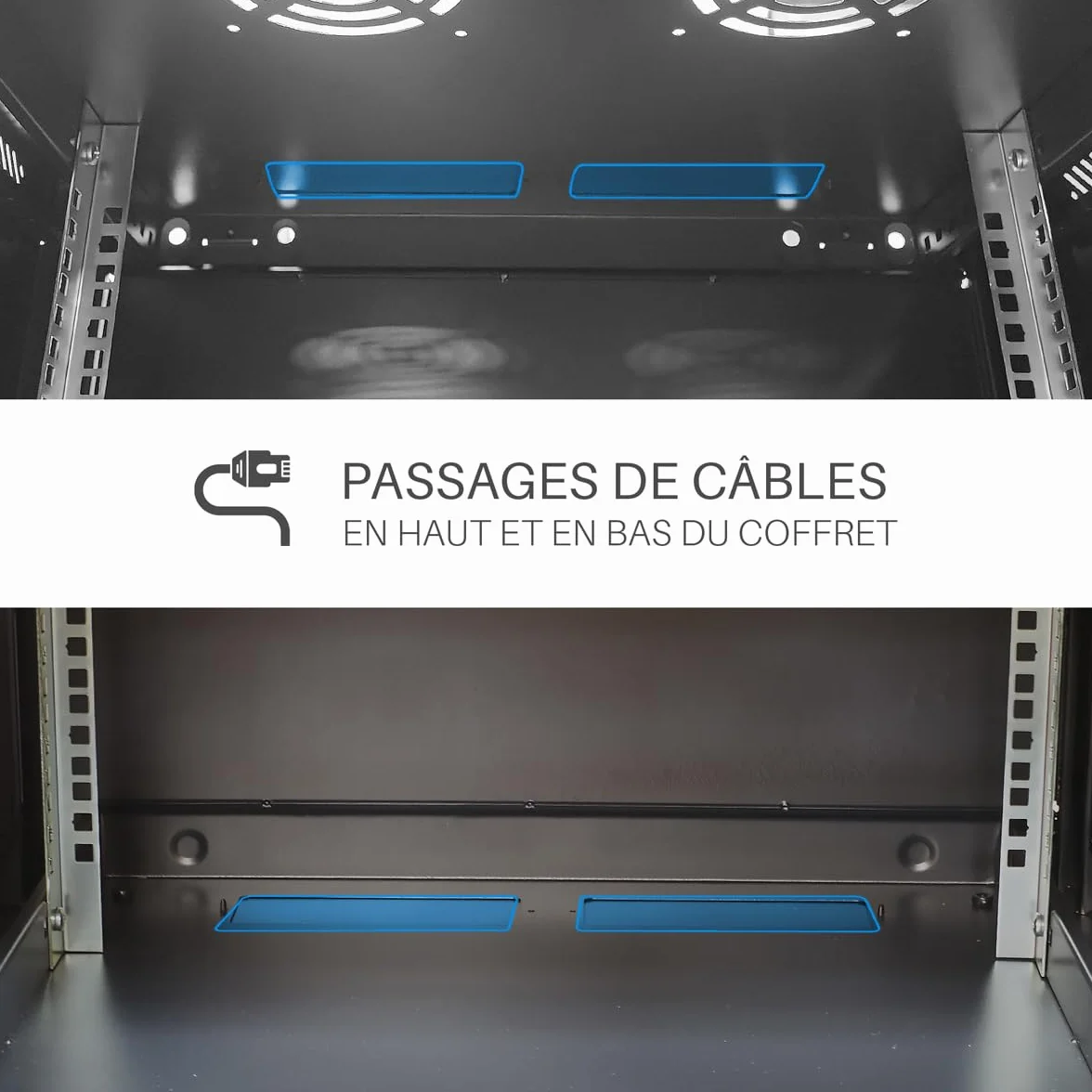 WAYTEX Coffret 19 Pouces 18U 600 x 600 mm Noir Porte vitrée à Serrure