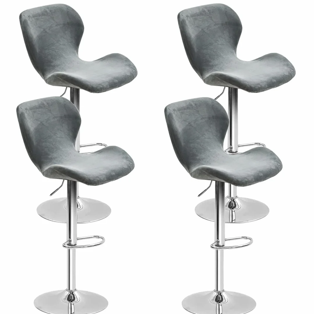 Levoberg Housse de Tabouret de Bar Incurvé Velours Extensible avec Dossier Élastique Gris foncé