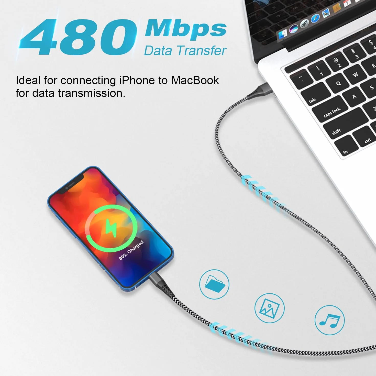 Câble iPhone MFi Lot de 2 1M+1M Nylon Chargeur pour Apple iPhone 14 13 12 11 Pro Max XS XR 8 7 6 iPad