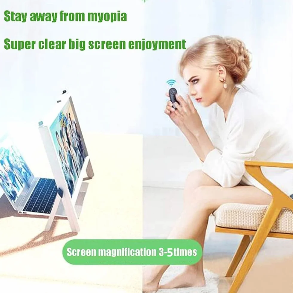 Lupa do ekranu laptopa Szkło powiększające do ekranu na pulpicie, wygodny składany wyświetlacz projekcyjny 22 ", kompatybilny z laptopami, iPadami, telefonami komórkowymi (biały)