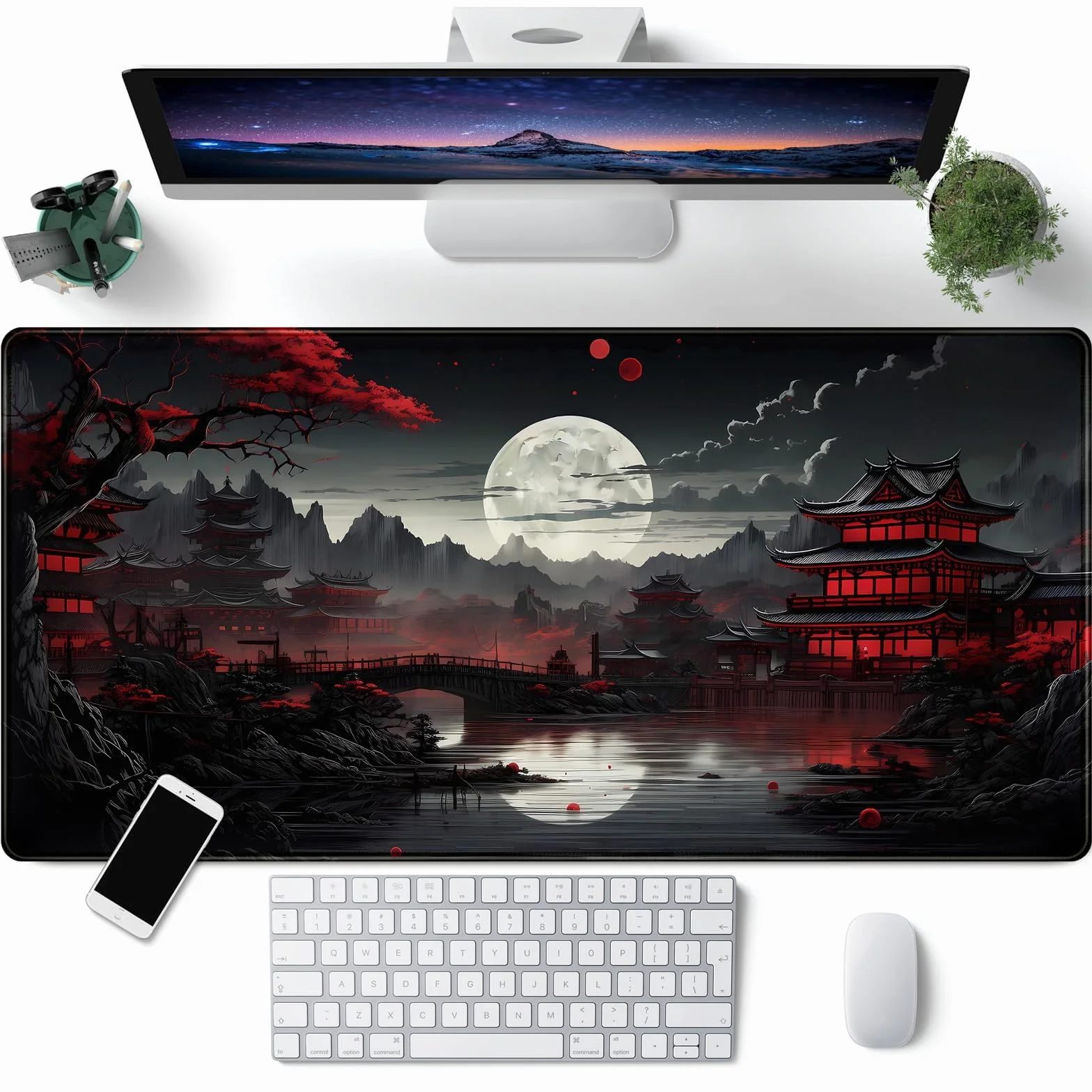 Grand Tapis De Souris Gaming XXL 900 x 400 mm Gamer Mouse Pad Coutures sur Les Bords Base Caoutchouc Antidérapant