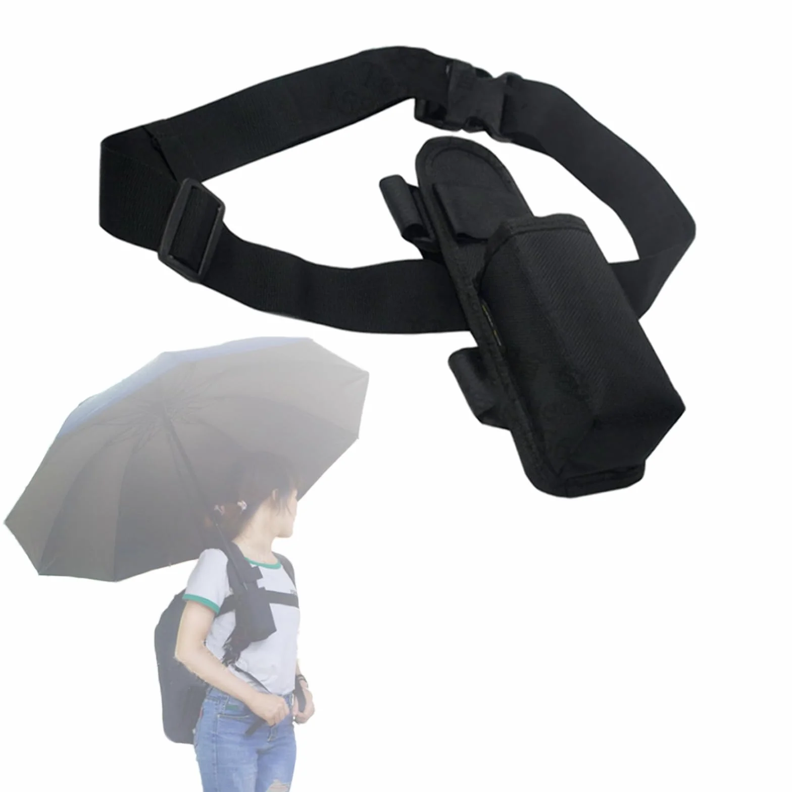 Sangle de Support de Parapluie Mains Libres pour Sac à Dos, Support Portable s'adapte aux Parapluies Pliants