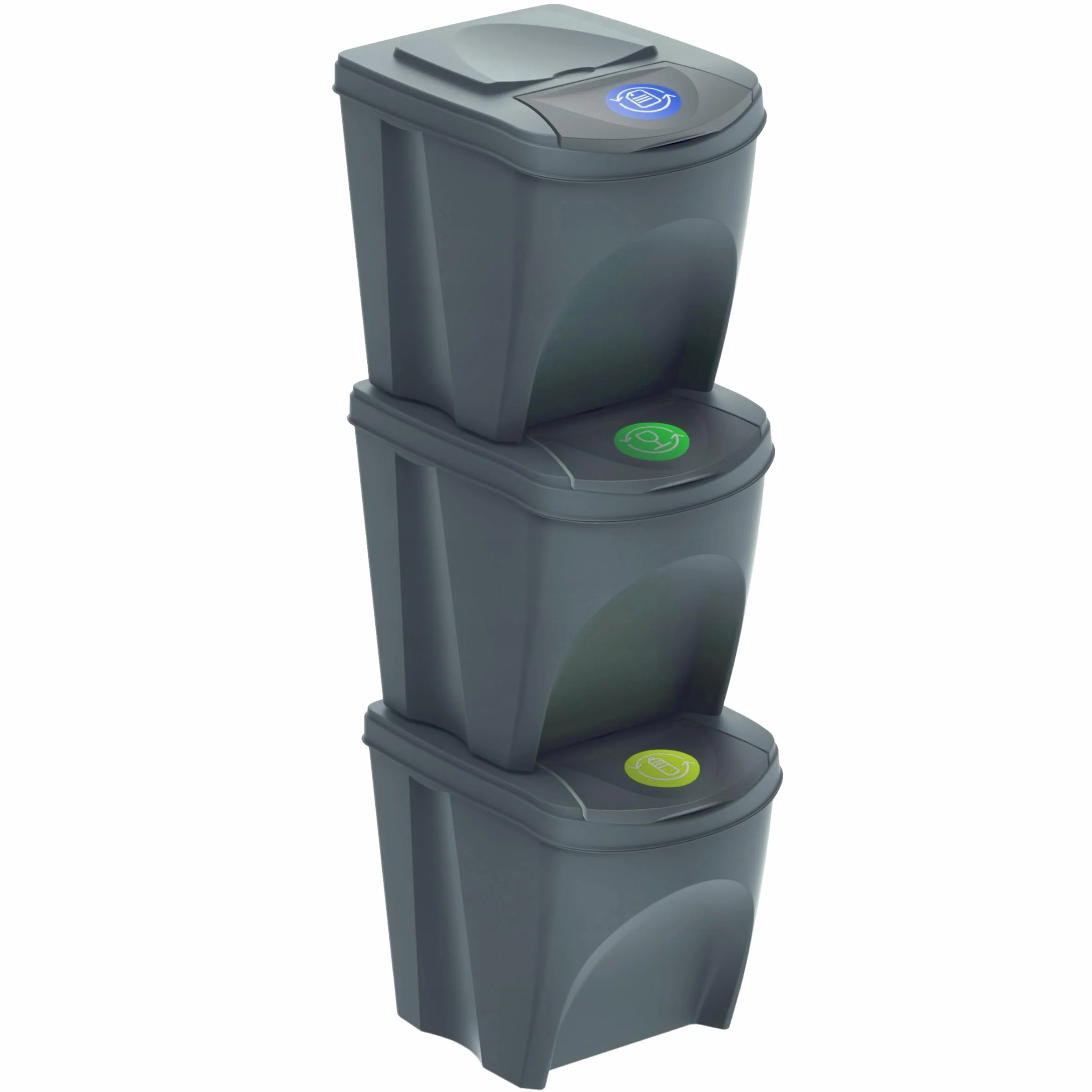 Bacs de recyclage 75 L gris lot de 3