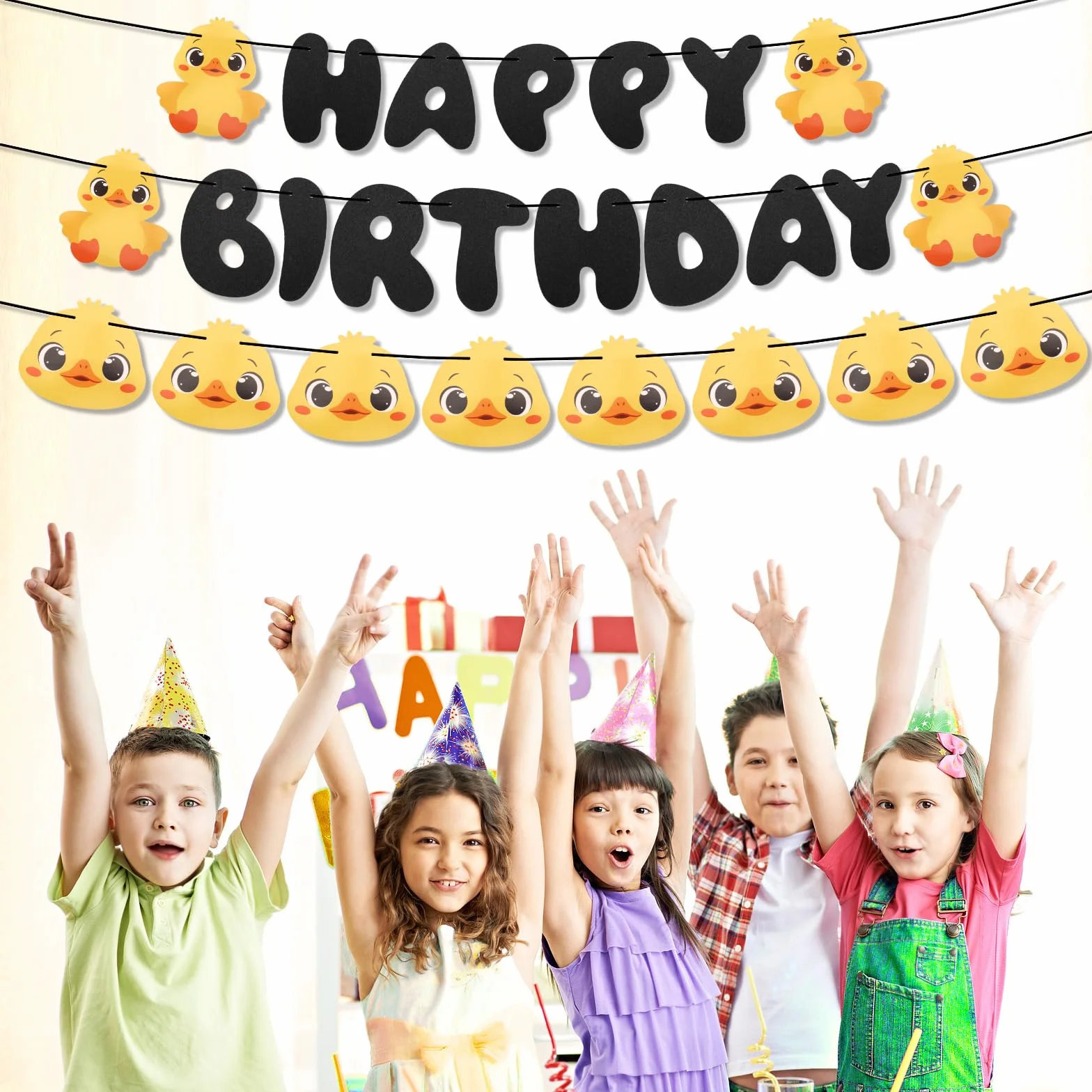 Bannière d'Anniversaire Forme Canard 3m Décorations Fête Suspendre Toile Fond Photo Accessoires Thème Canard Baby Shower