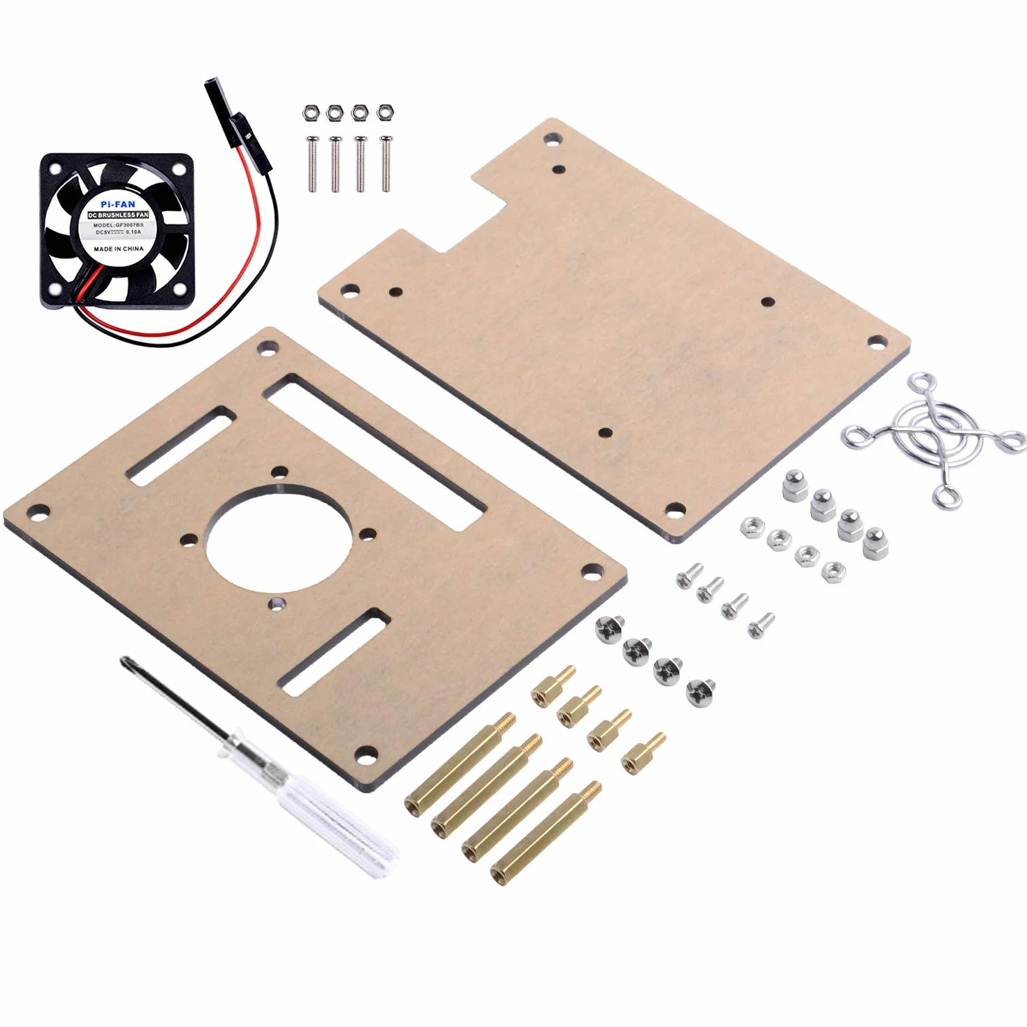 GeeekPi Akrylowa obudowa do Raspberry Pi 4 i 3, Raspberry Pi etui z wentylatorem do 3/2 (B/B +), brązowa