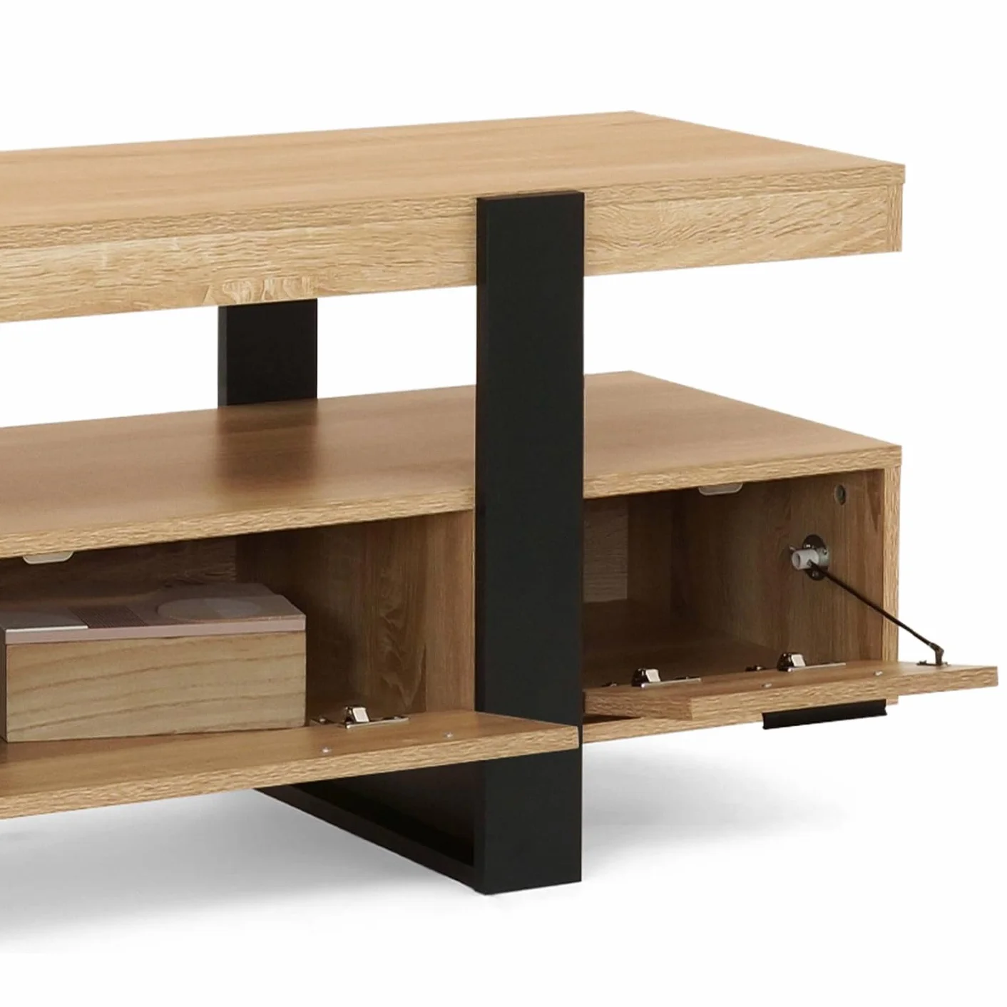 Meuble TV 140 cm Phoenix avec tiroirs Bois Noir
