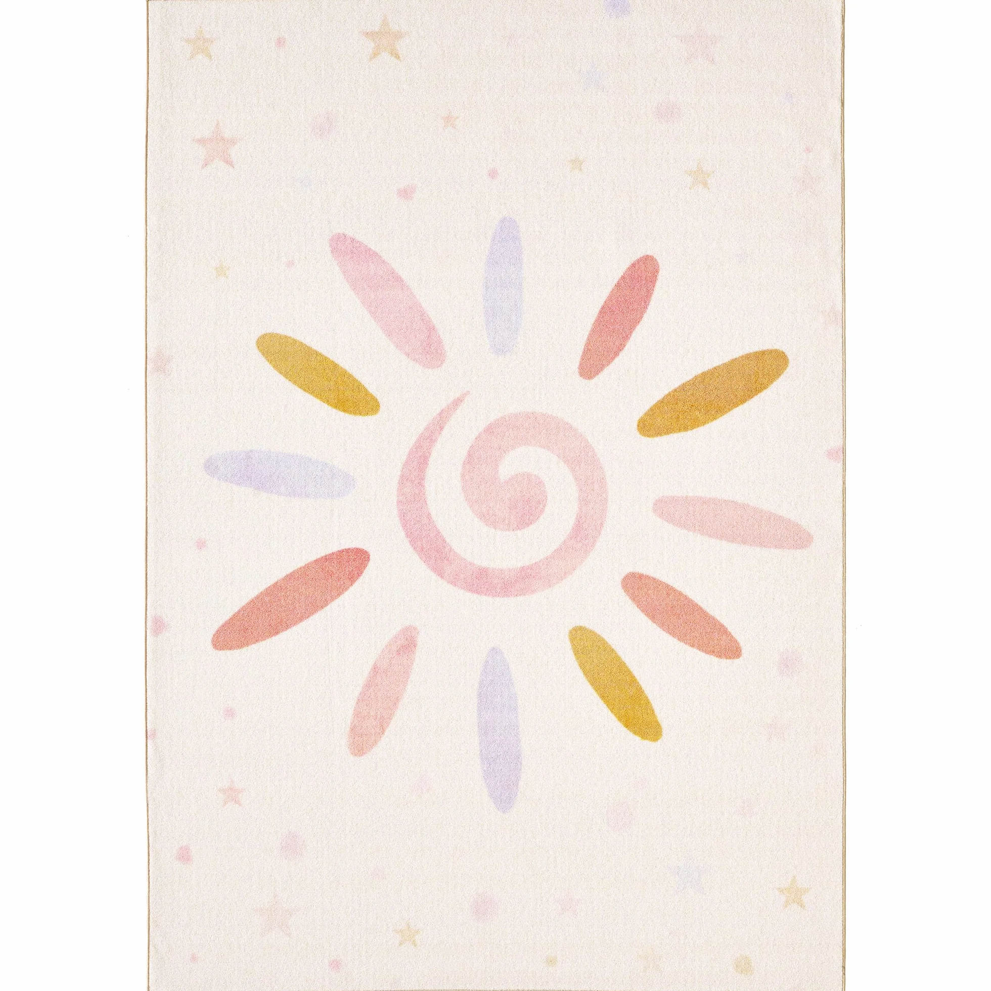 HomebyHome Tapis Chambre d'enfant Motifs soleils étoiles crème 140 x 200 cm