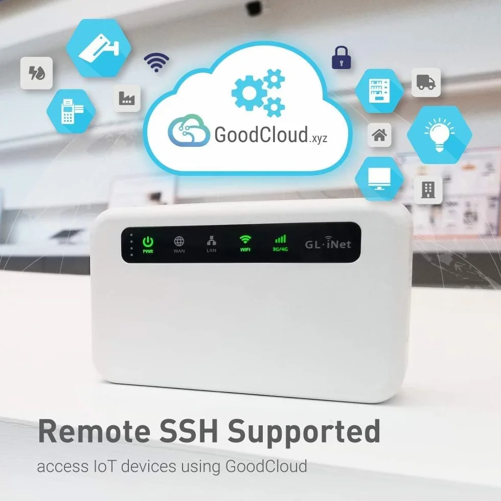 GL.iNet GL-XE300 (Puli) Przemysłowa bramka IoT 4G LTE, tylko T-Mobile, router/punkt dostępu/przedłużacz/WDS, OpenWrt, bateria 5000 mAh, OpenVPN, zdalne SSH, WPA3, IPv6 (EG25G), wersja globalna
