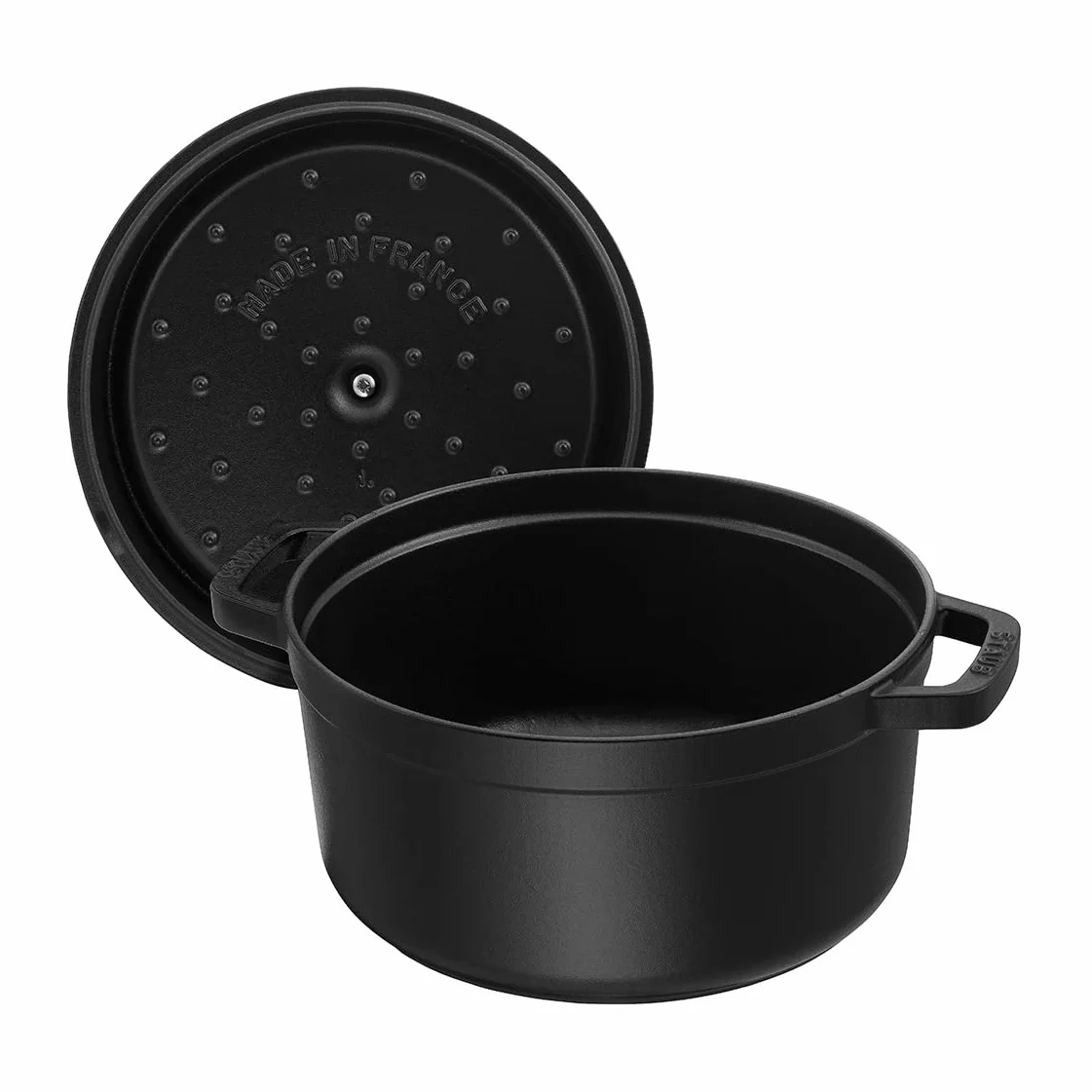 STAUB Cocotte en fonte, faitout tous feux dont induction, ronde, 30 cm, 8,35 L, Made in France, noir