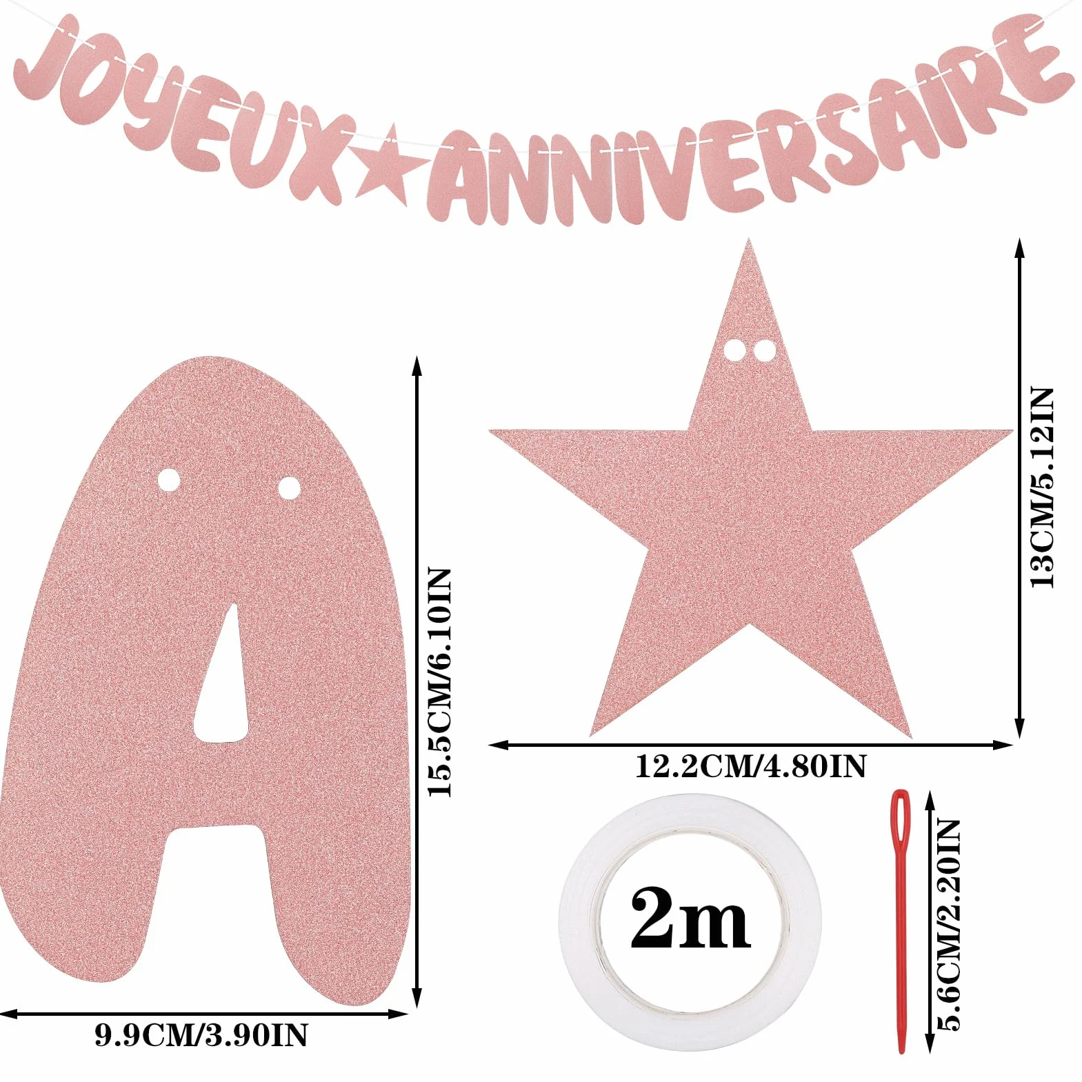 Joyeux Anniversaire Rose Gold Glitter Bannière Banderole Pailleté Garland Bunting Fête Anniversaire Party Décorations